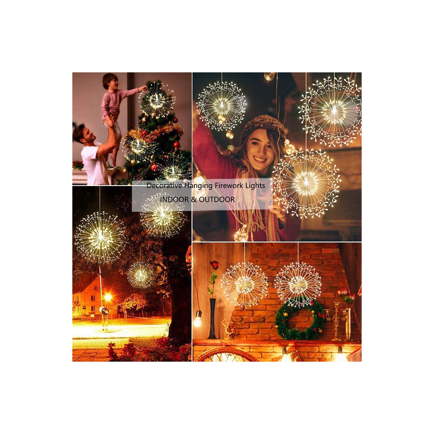 4 Pack Firework Hanging Lights 120 LEDs Fairy Lights for Home, Indoor & Outdoor