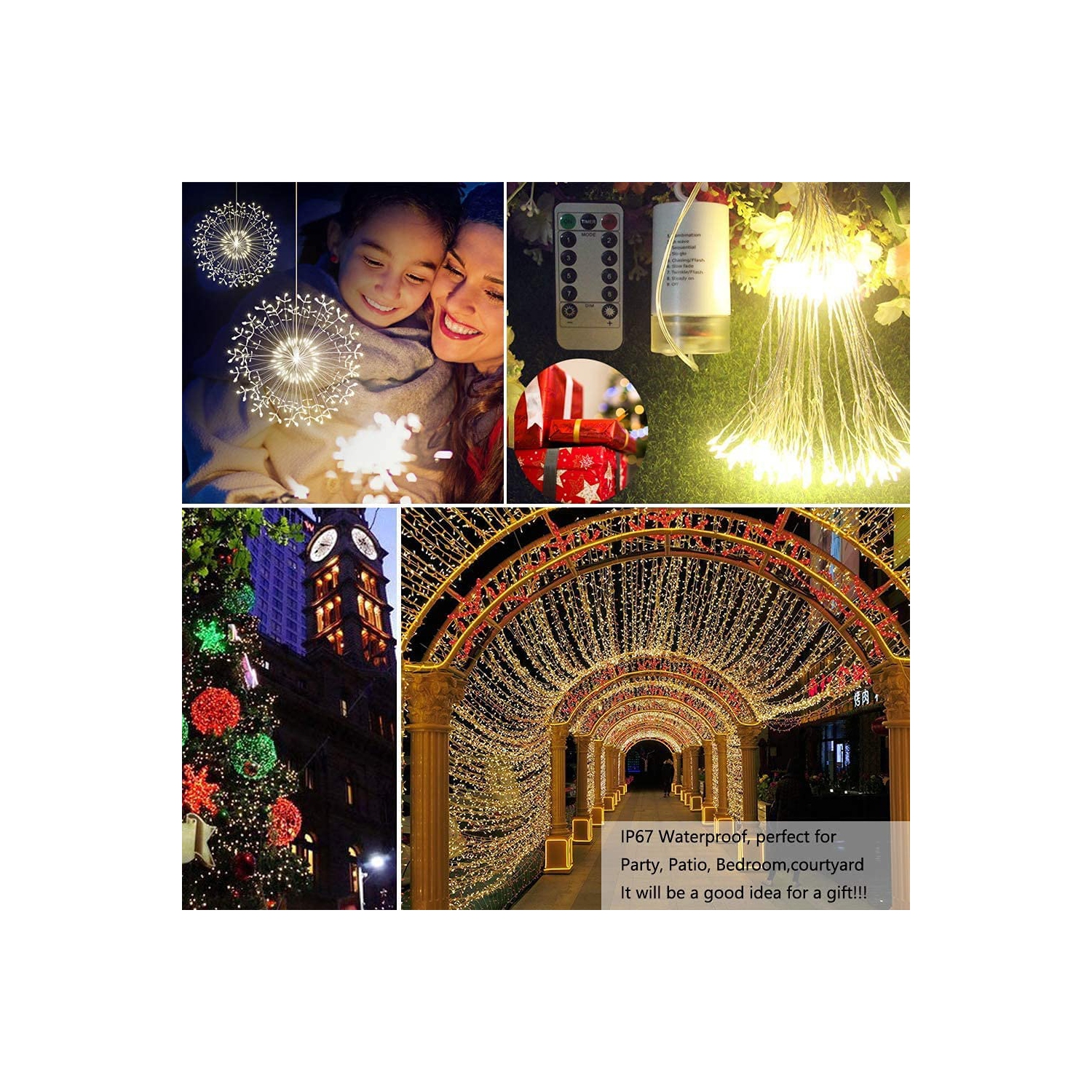 4 Pack Firework Hanging Lights 120 LEDs Fairy Lights for Home, Indoor & Outdoor