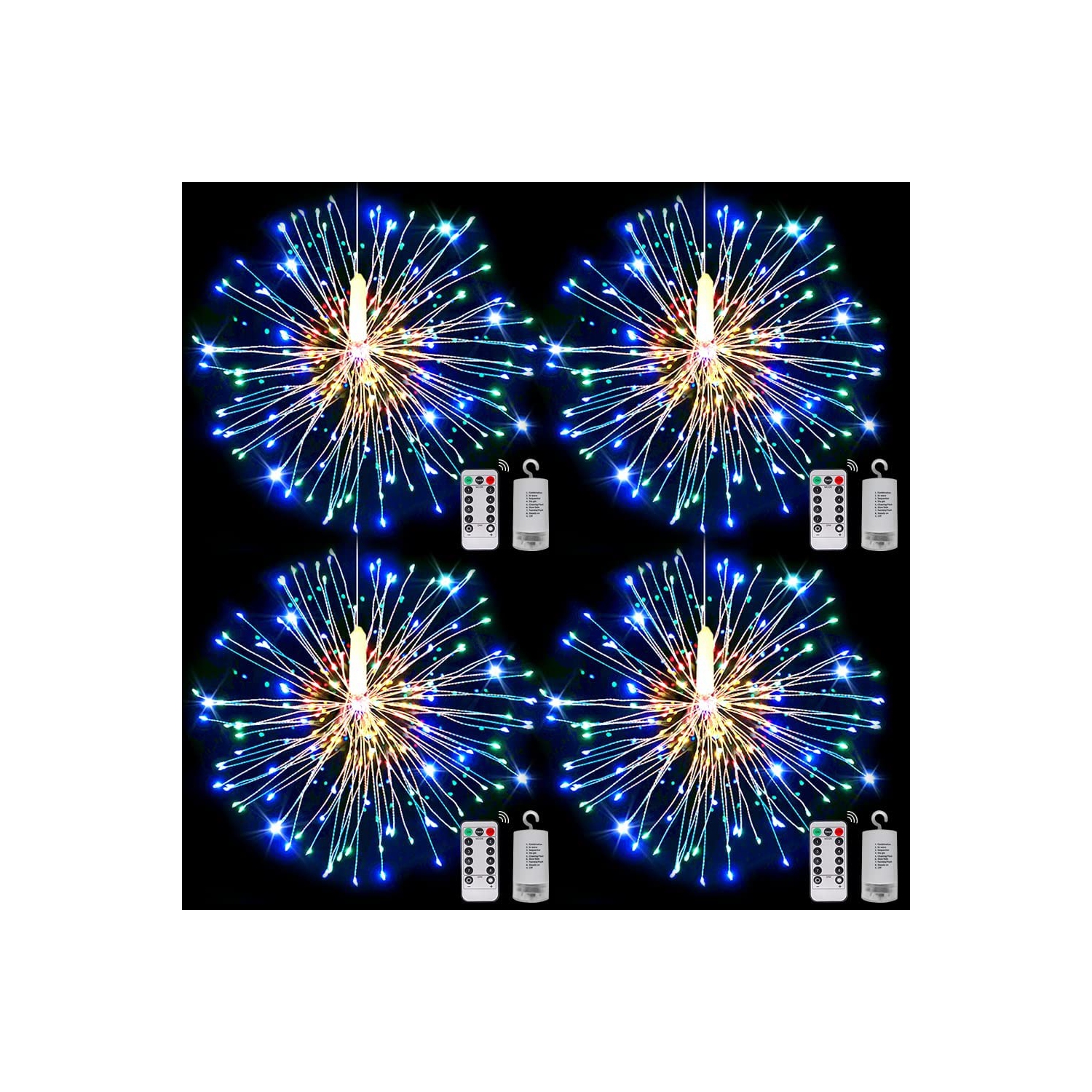 4Pack Fairy String Lights Christmas Lights 120 LED Starburst String Lights 8 Modes Dimmable