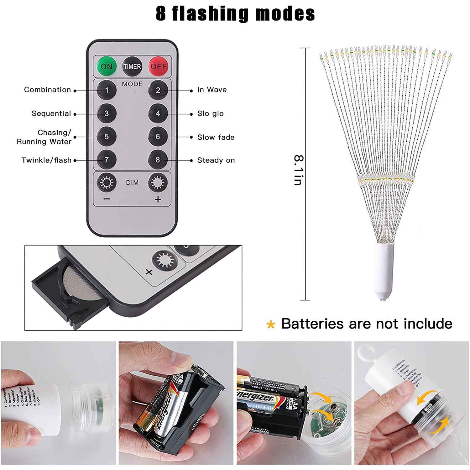 4Pack Fairy String Lights Christmas Lights 120 LED Starburst String Lights 8 Modes Dimmable