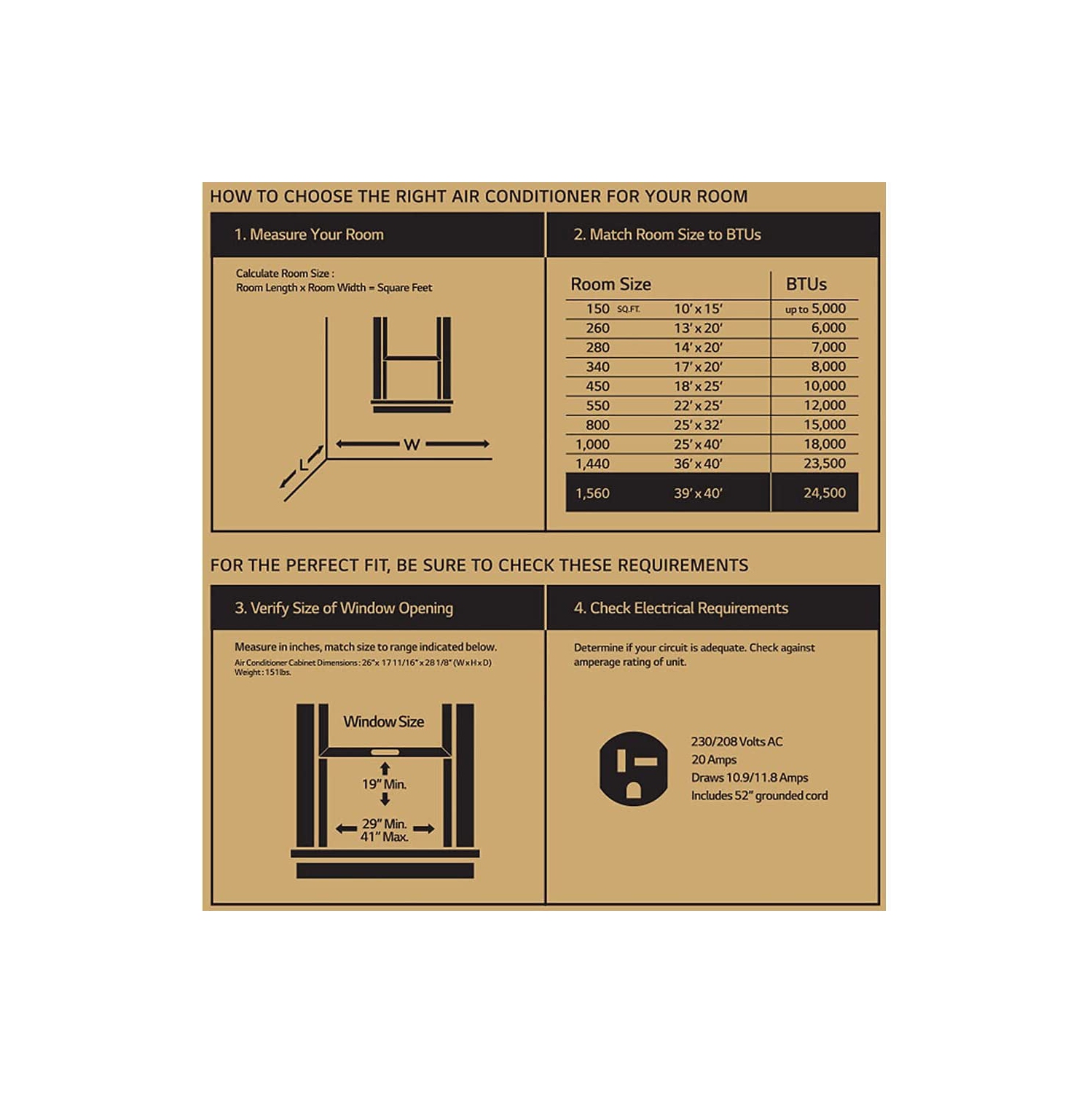 LG 24,500 BTU 230V Window-Mounted Air Conditioner with Remote Control, White