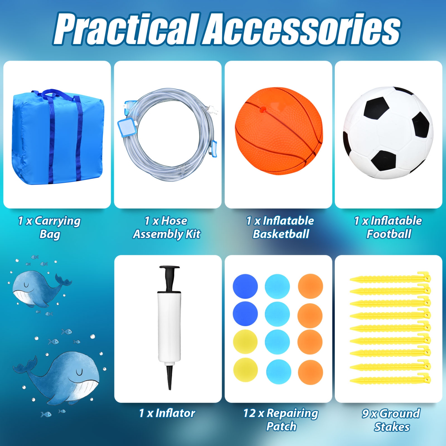 Topbuy Inflatable Bounce House Water Slide Bouncer with Ball Shooting Climbing Wall for Outdoor Entertainment without Blower