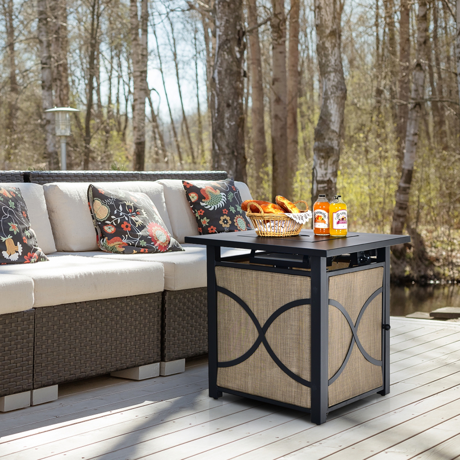 Topbuy 25" Propane Fire Pit Table 40,000 BTU Gas Fire Pit Patio Square Firetable for Backyard Garden Deck