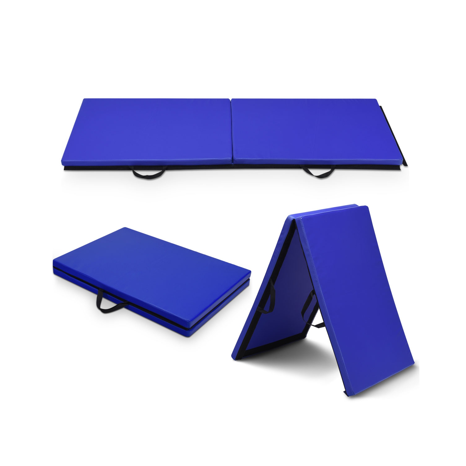 TopBuy – Tapis d’exercice pliable de 6 x 2 pi, réversible, deux panneaux épais et coussiné pour Gym