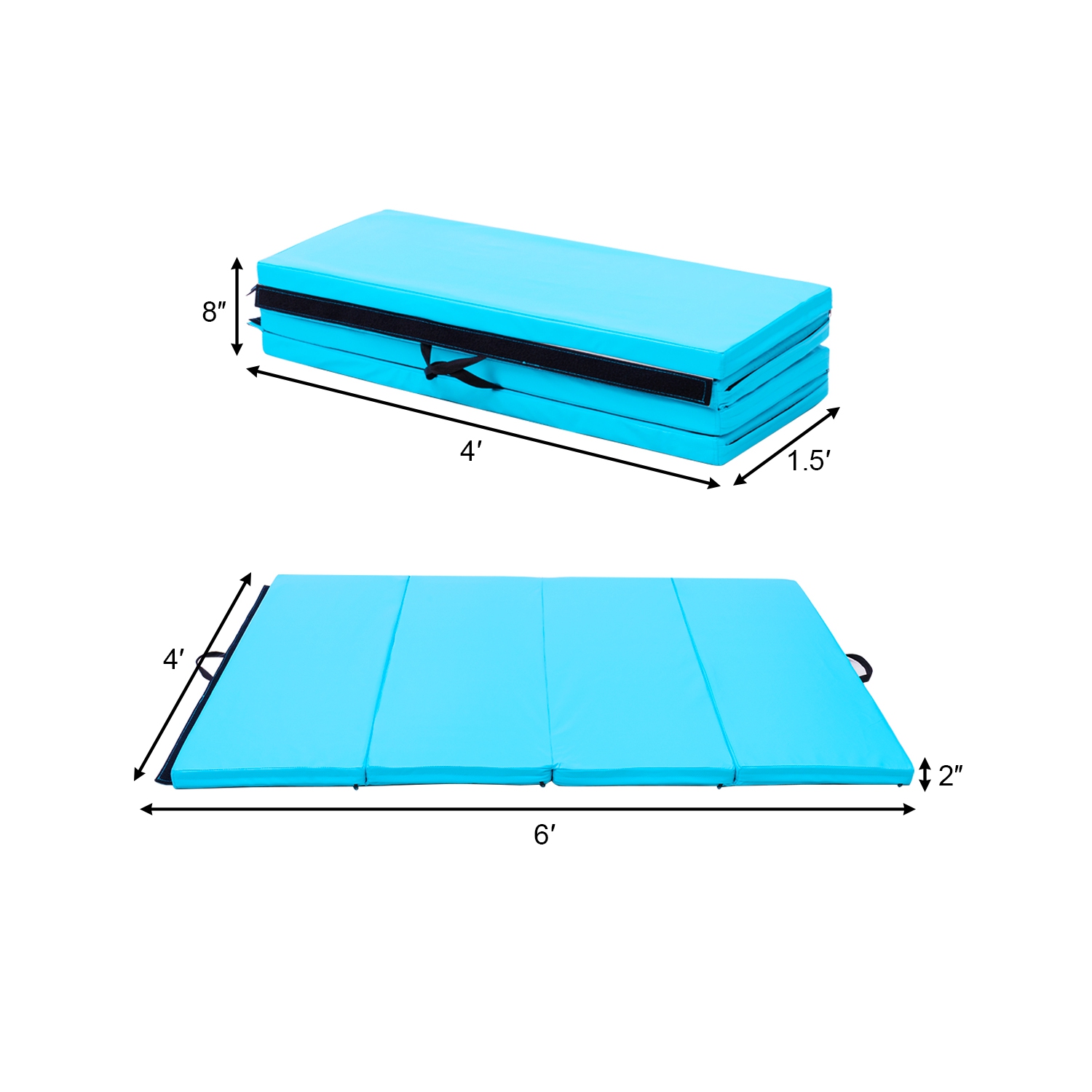 Tapis d'exercice pliable en polyuréthane épais 4 x x6 x x2 pi de Topbuy pour adultes et enfants Bleu/Noir/Multicolore/Rose/Bleu marine