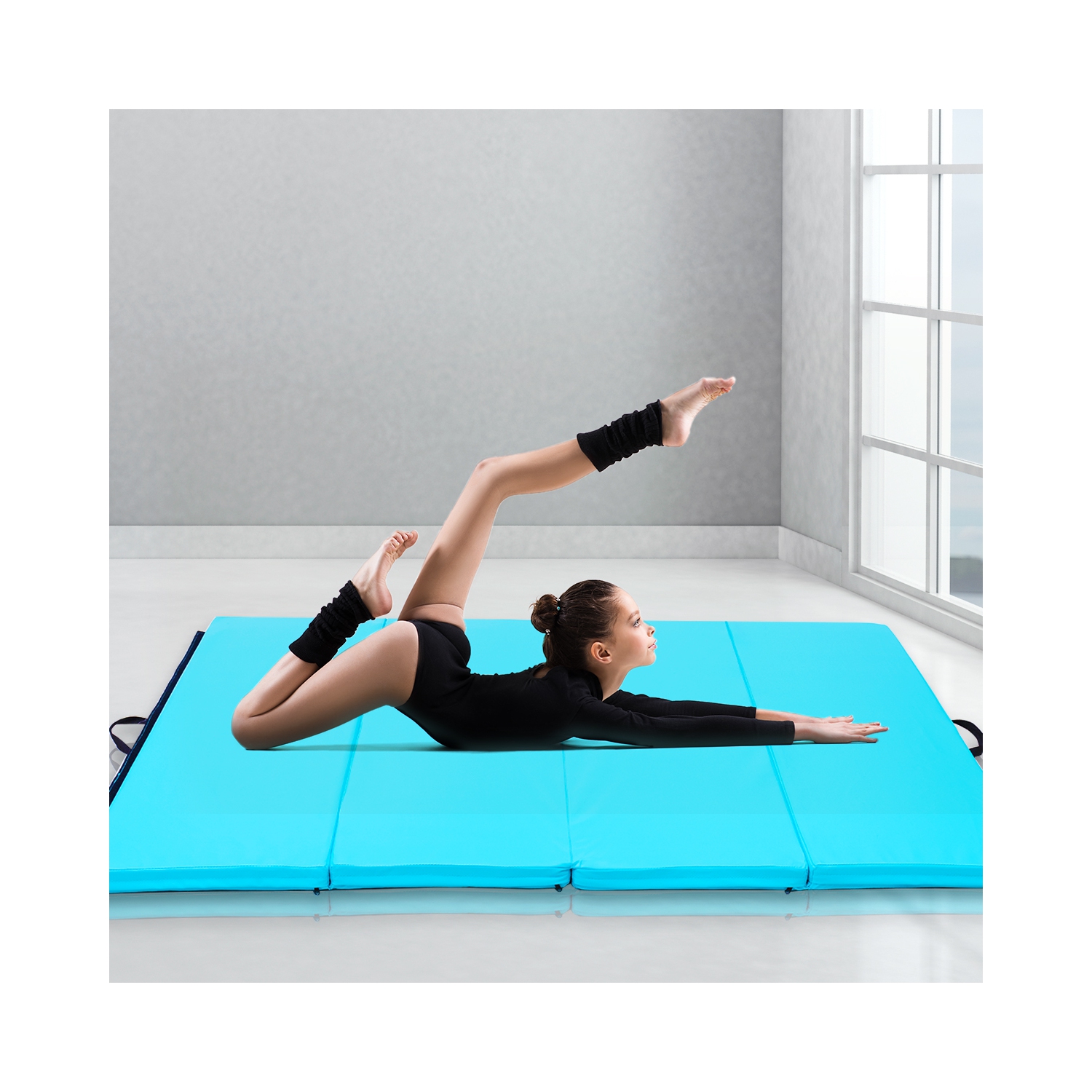 Tapis d'exercice pliable en polyuréthane épais 4 x x6 x x2 pi de Topbuy pour adultes et enfants Bleu/Noir/Multicolore/Rose/Bleu marine