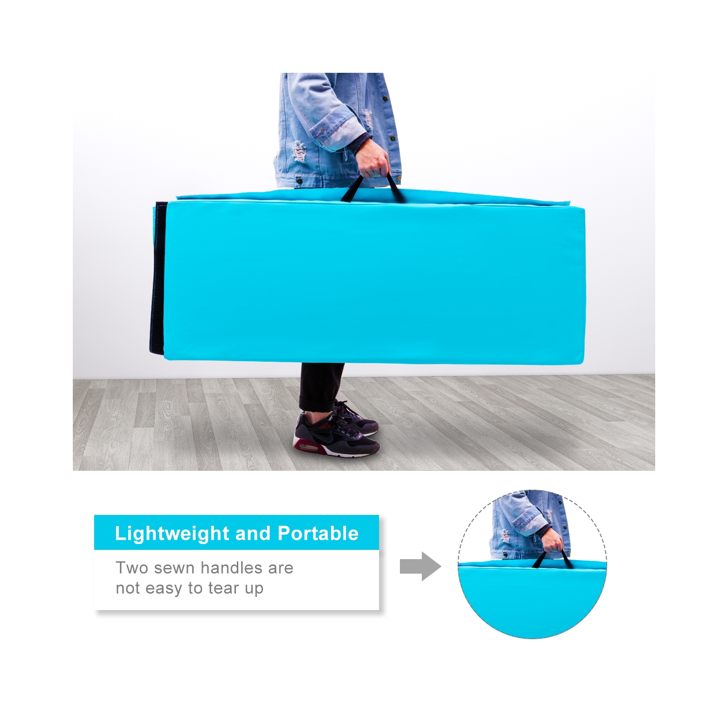 Tapis d'exercice pliable en polyuréthane épais 4 x x6 x x2 pi de Topbuy pour adultes et enfants Bleu/Noir/Multicolore/Rose/Bleu marine