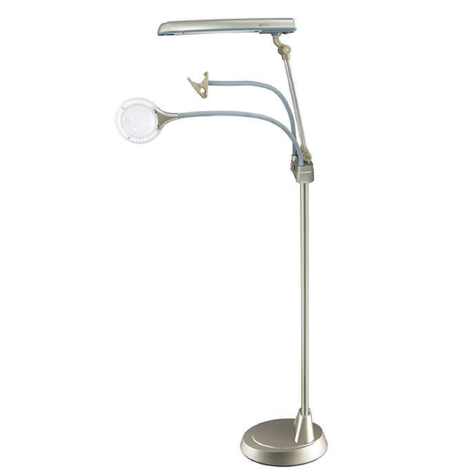 Craft Lamp. Reduced Eyestrain LED Convenient Sturdy Clips 2X Optical Magnifier OttLite 24 W Ultimate 3-in-1 Floor and Table Craft Lamp with Flexible