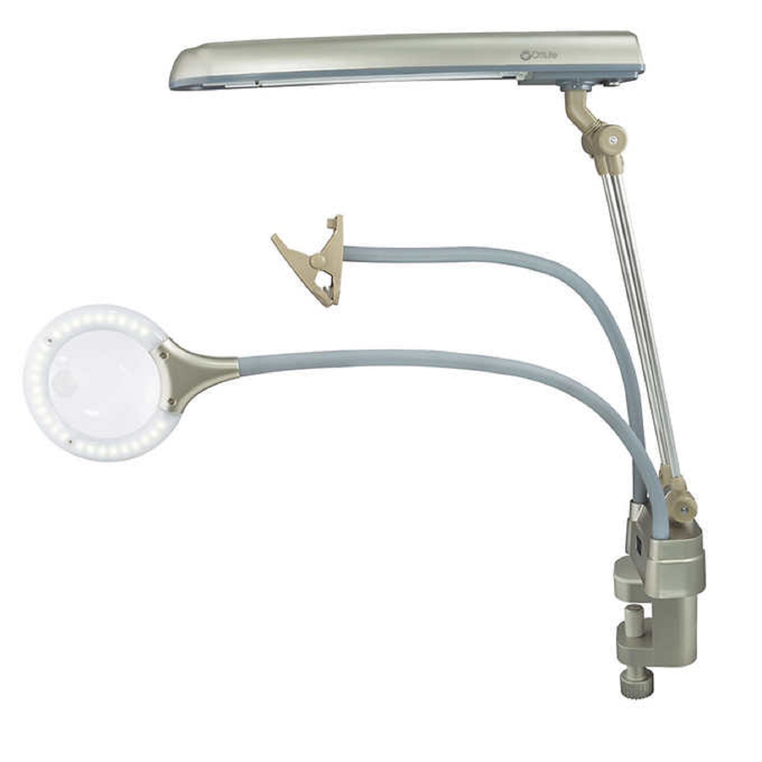 Craft Lamp. Reduced Eyestrain LED Convenient Sturdy Clips 2X Optical Magnifier OttLite 24 W Ultimate 3-in-1 Floor and Table Craft Lamp with Flexible