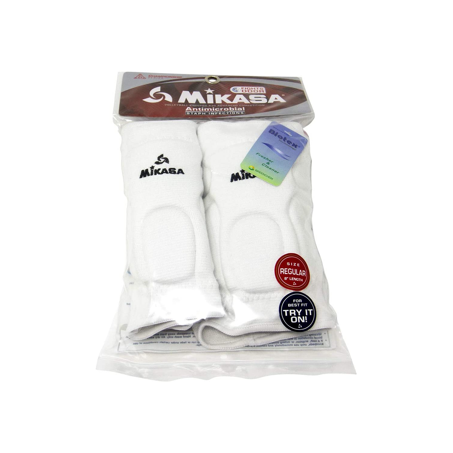 Mikasa 830 Series Antimicrobial Advanced Competition Knee Pads - Senior Size, White