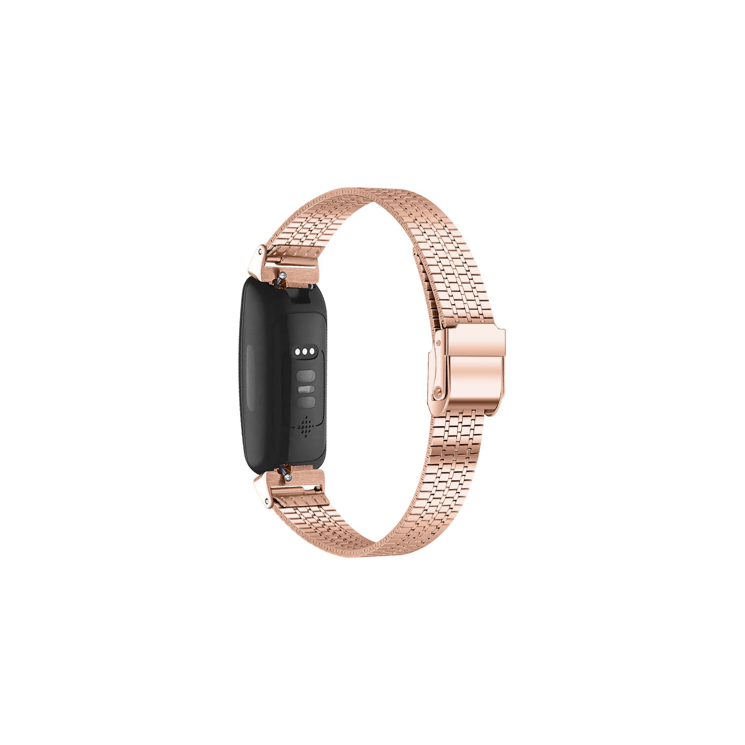 StrapsCo Modern Stainless Steel Watch Band Strap for Fitbit Inspire 2 - Rose Gold