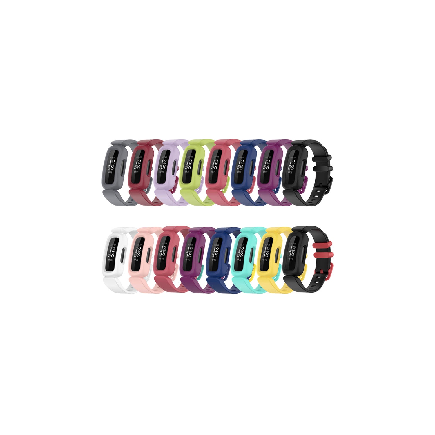 StrapsCo Soft Silicone Rubber Watch Band Strap for Fitbit Ace 3 - Blue & Yellow