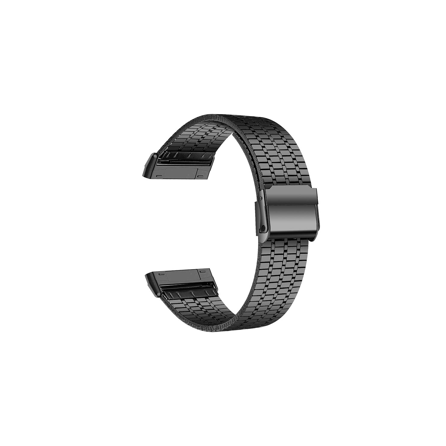 StrapsCo Modern Stainless Steel Watch Band Strap for Fitbit Versa & Versa 2 - Black