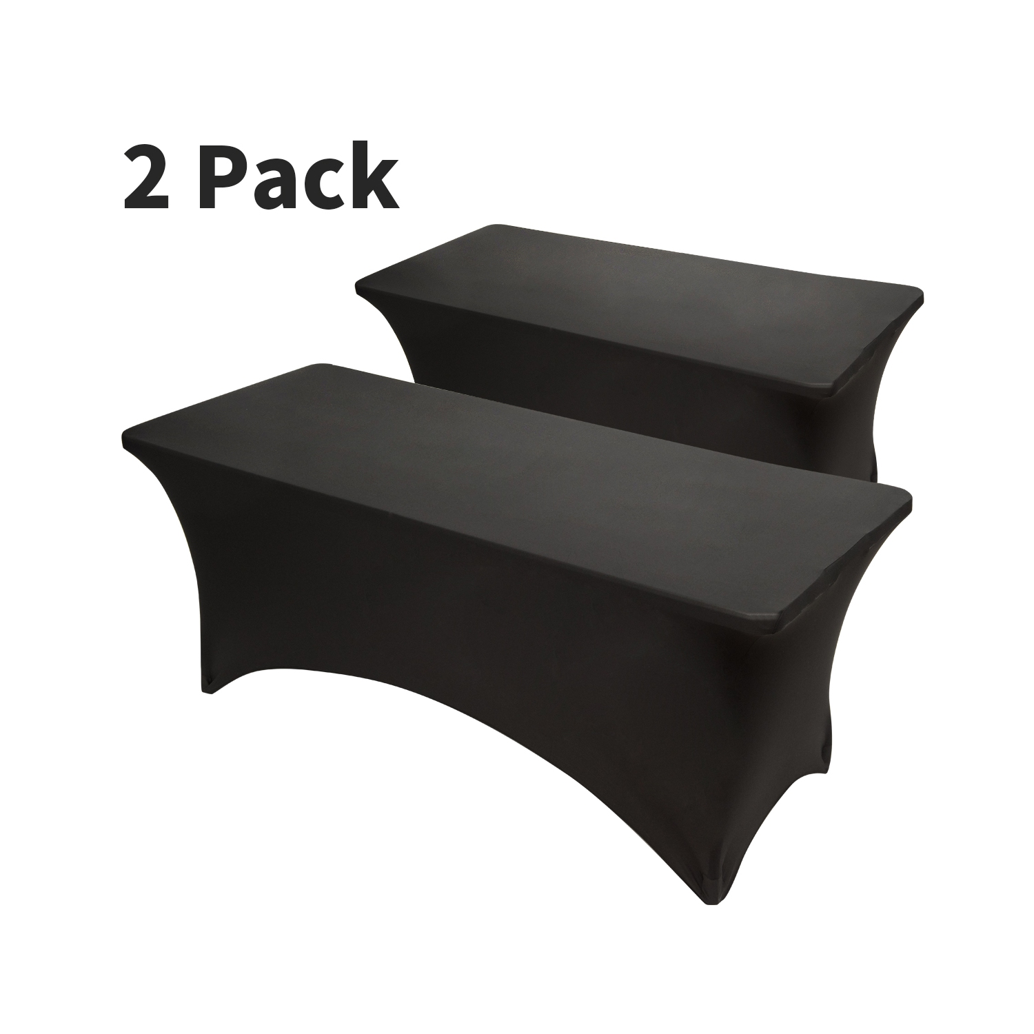 Topbuy 2-Piece 4ft Rectangular Stretchable Tablecloths Spandex Table Cover Black