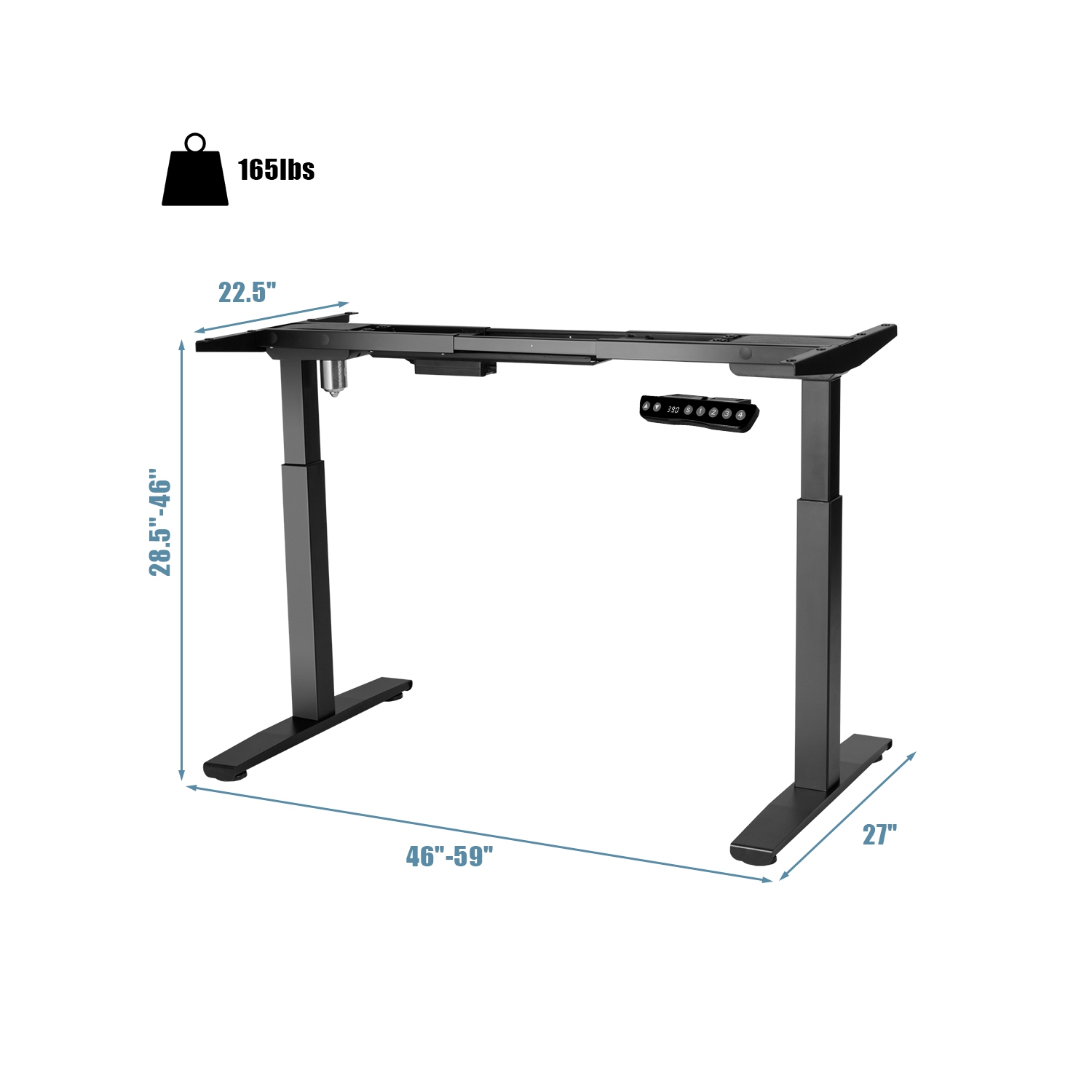 Topbuy Electric Standing Desk Frame Adjustable Motorized Sit Stand Desk Base Black WhiteBlack