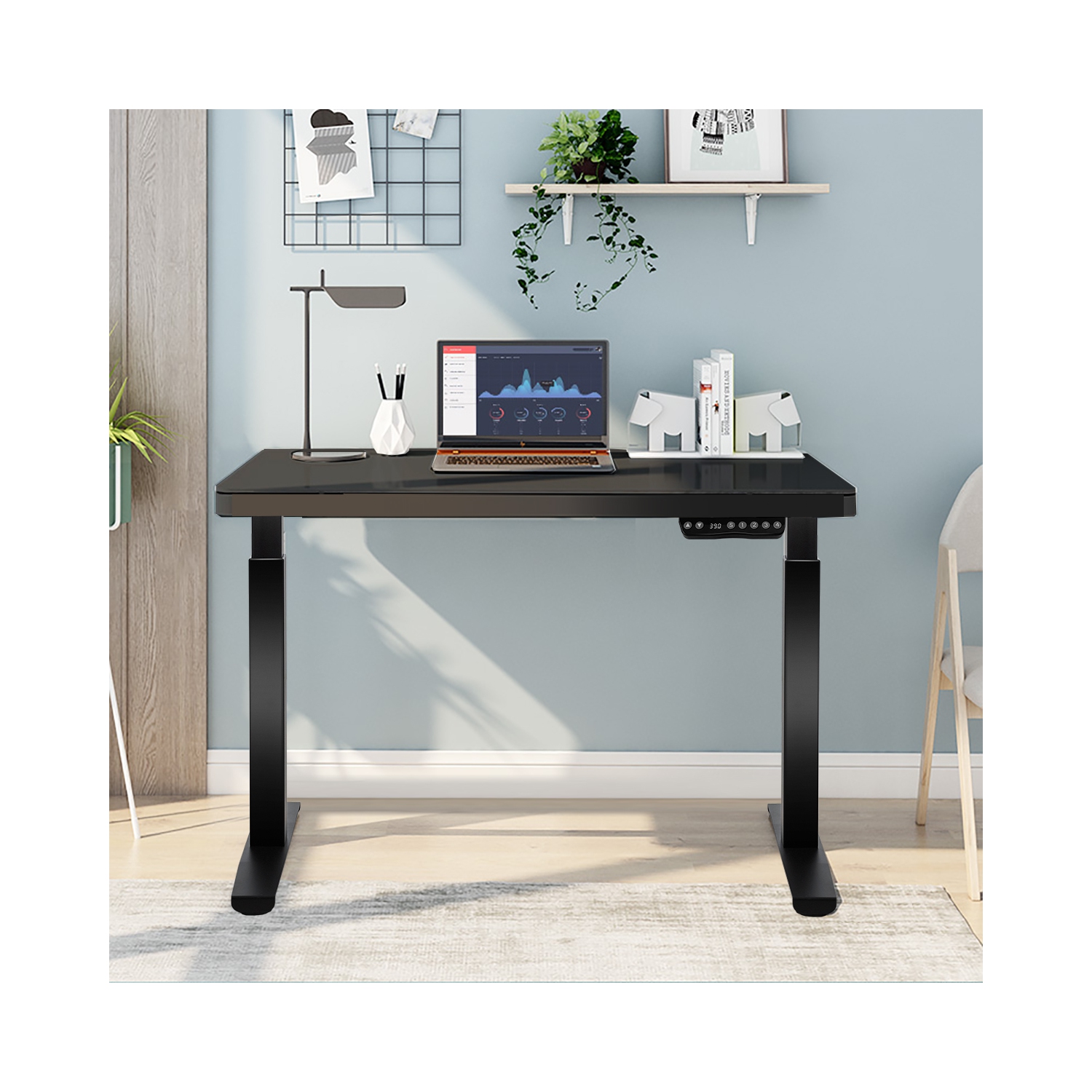 Topbuy Electric Standing Desk Frame Adjustable Motorized Sit Stand Desk Base Black WhiteBlack