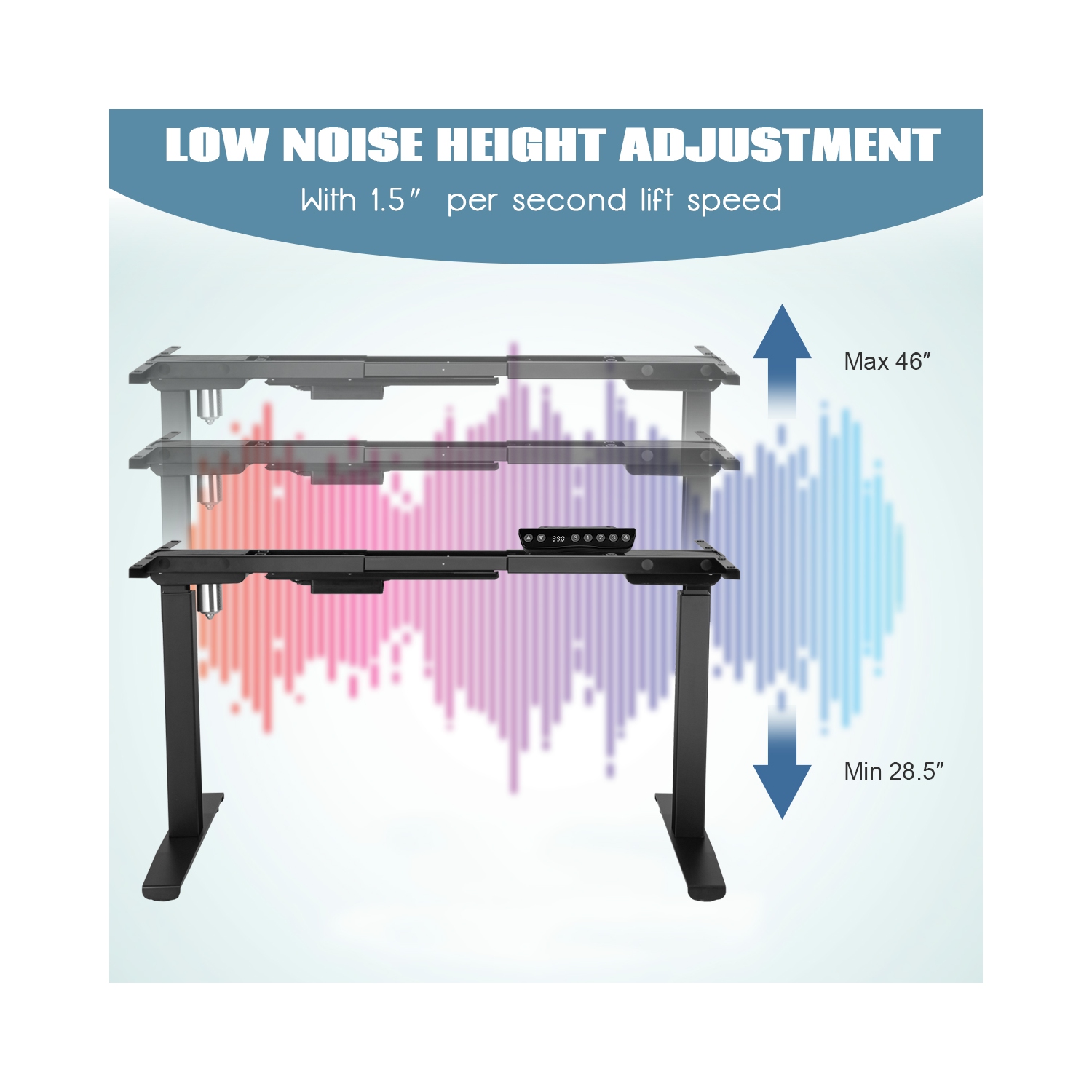 Topbuy Electric Standing Desk Frame Adjustable Motorized Sit Stand Desk Base Black WhiteBlack