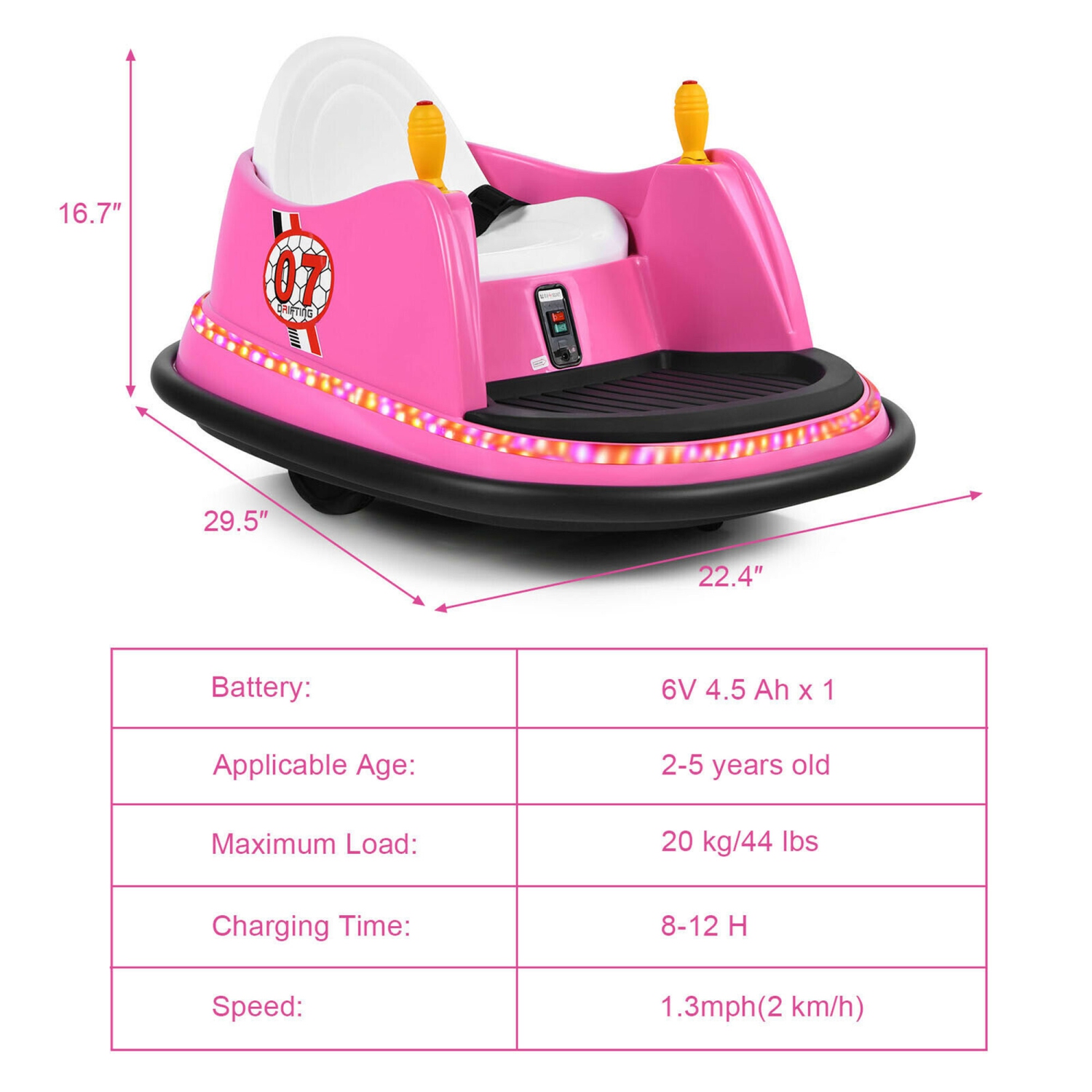 Gymax 6V Kids Ride On Bumper Car Vehicle 360° Spin Race Toy w/ Remote Control