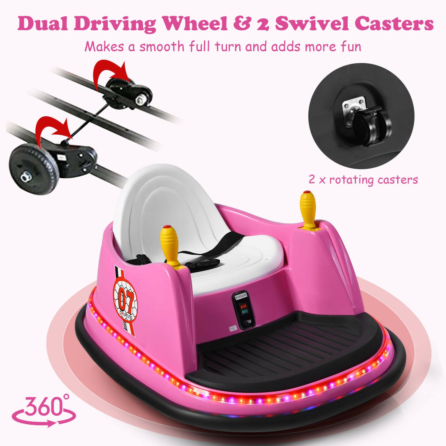 Gymax 6V Kids Ride On Bumper Car Vehicle 360° Spin Race Toy w/ Remote Control