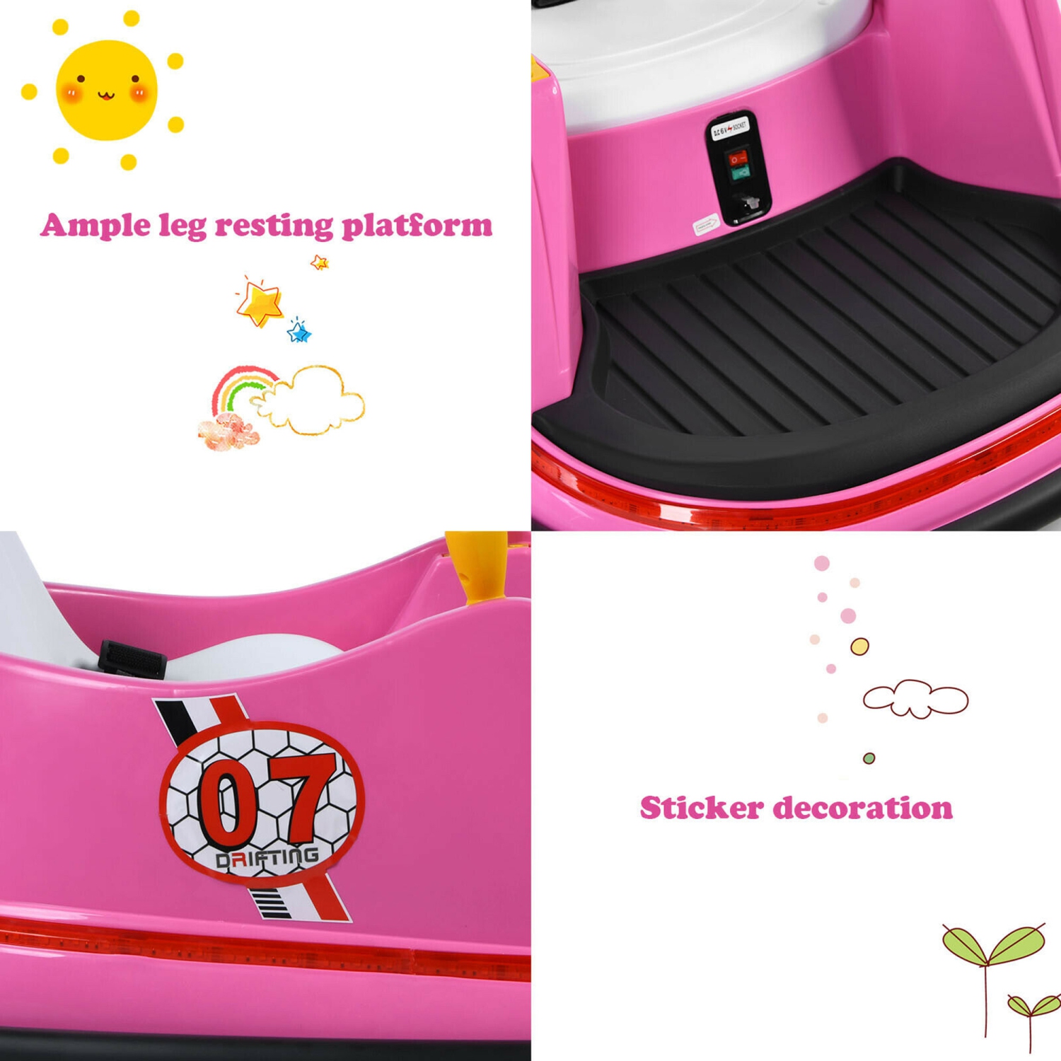 Gymax 6V Kids Ride On Bumper Car Vehicle 360° Spin Race Toy w/ Remote Control