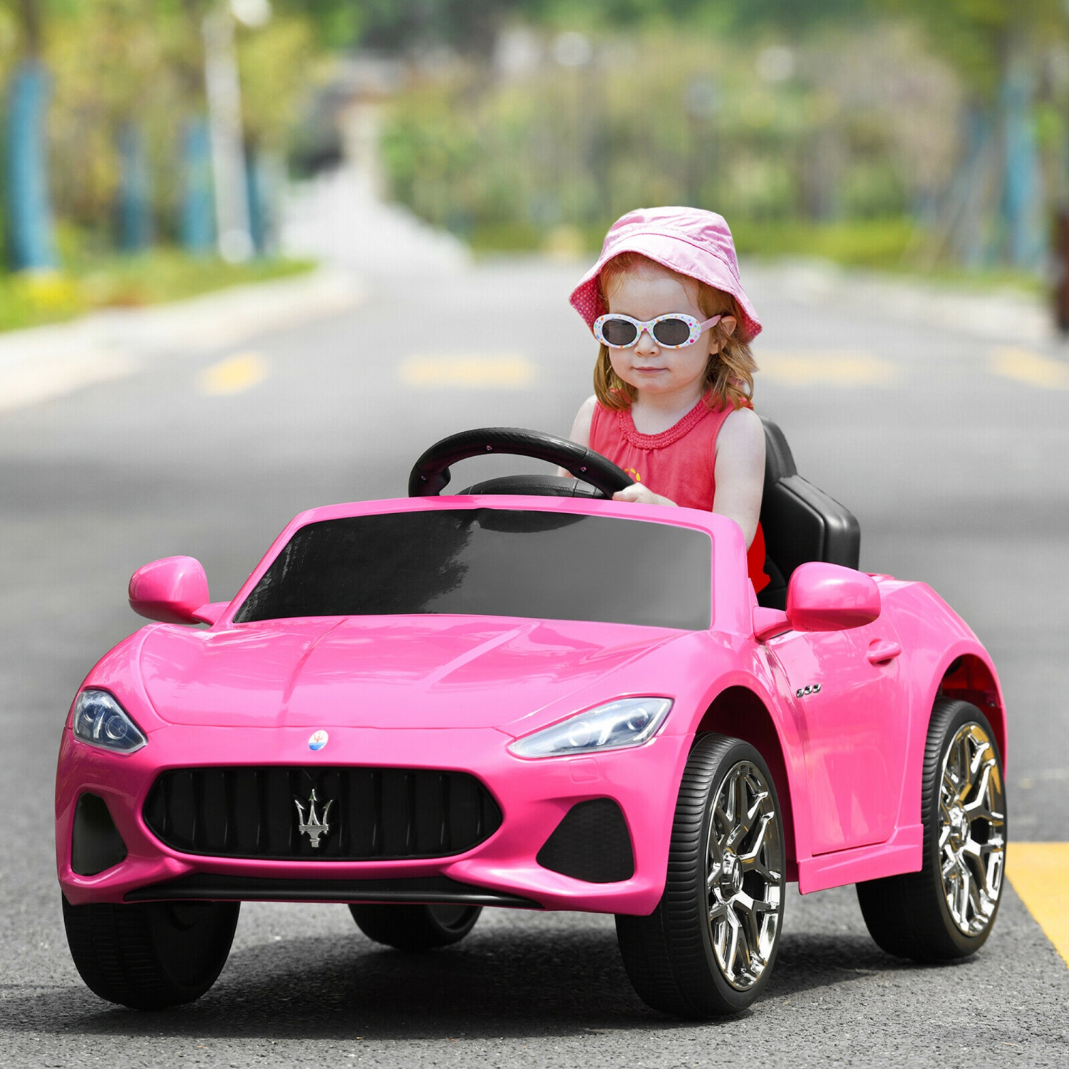 Gymax Voiture électrique pour enfants 12V – Agréée MASERATI GRANCABRIO