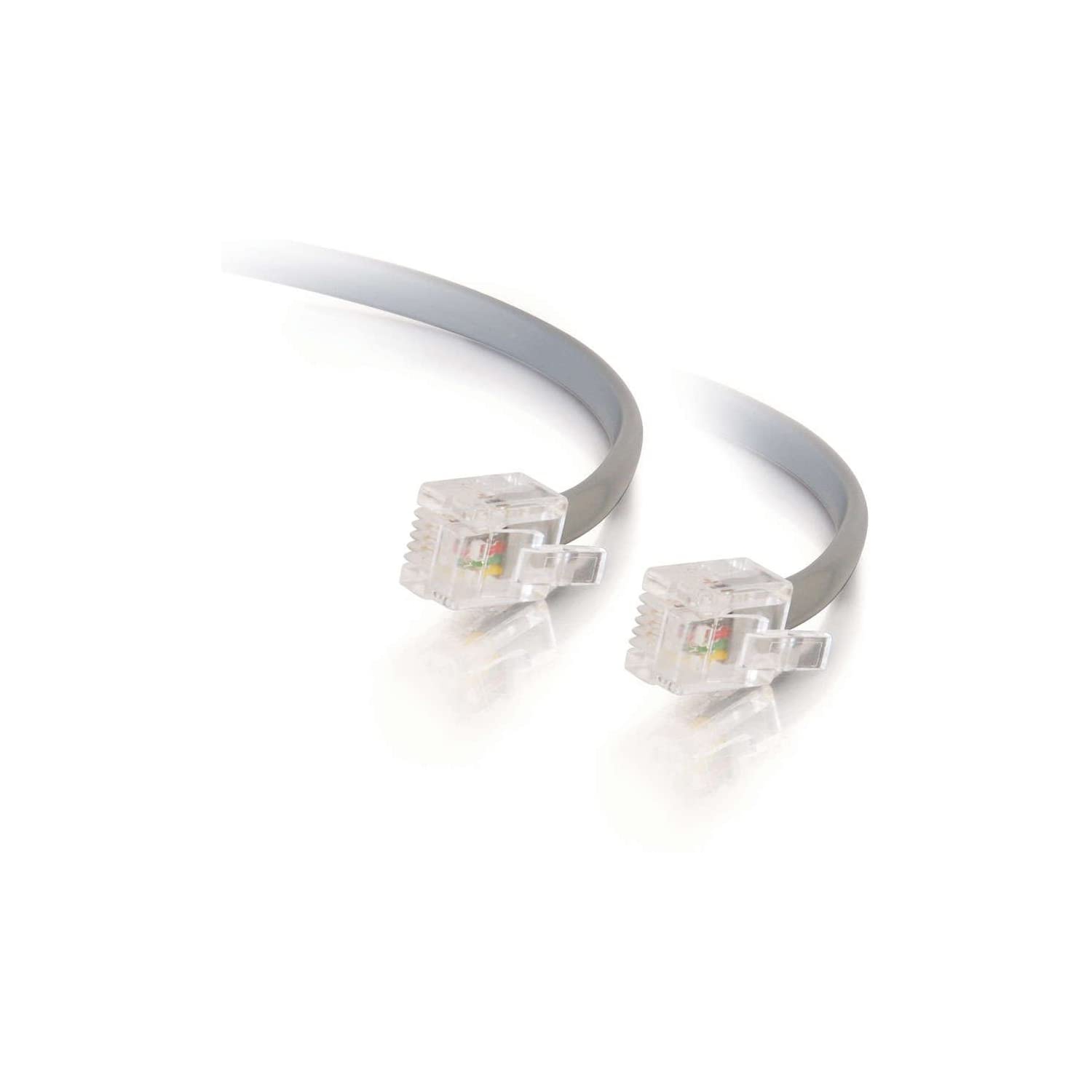 02970 RJ11 Modular Telephone Cable, Silver