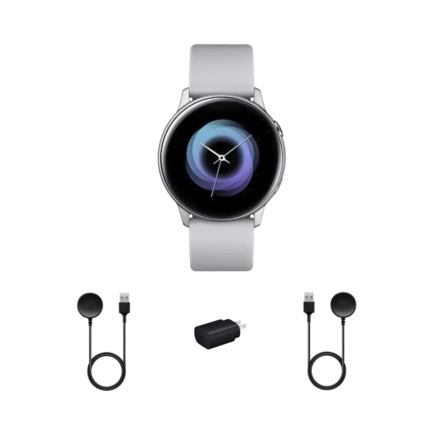Refurbished (Excellent) - Samsung Galaxy Watch Active2 - 44mm - Silver/Gray - With 2 Charging Docks (GPS + Cellular)