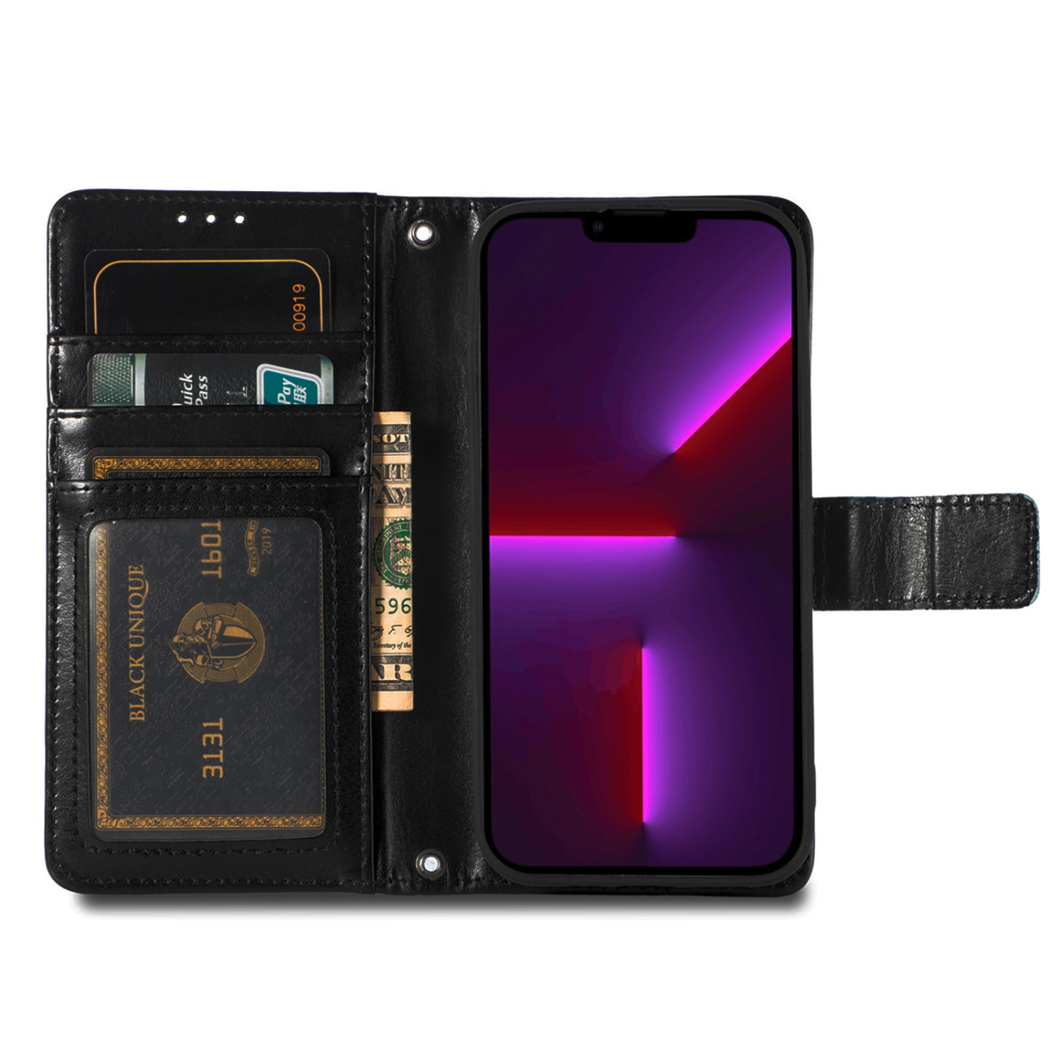 Juvenileway™ Folio Series Style Reassurance Flip Case for Apple iPhone 13 Pro – Black