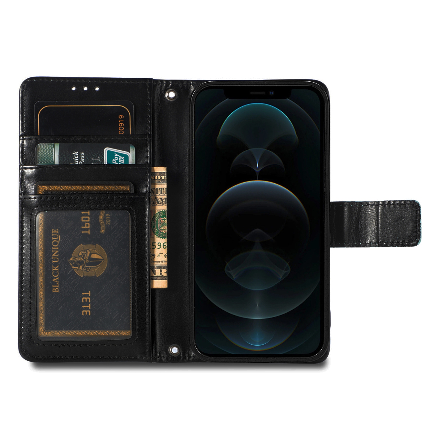 Juvenileway™ Folio Series Style Reassurance Flip Case for Apple iPhone 12 mini – Black