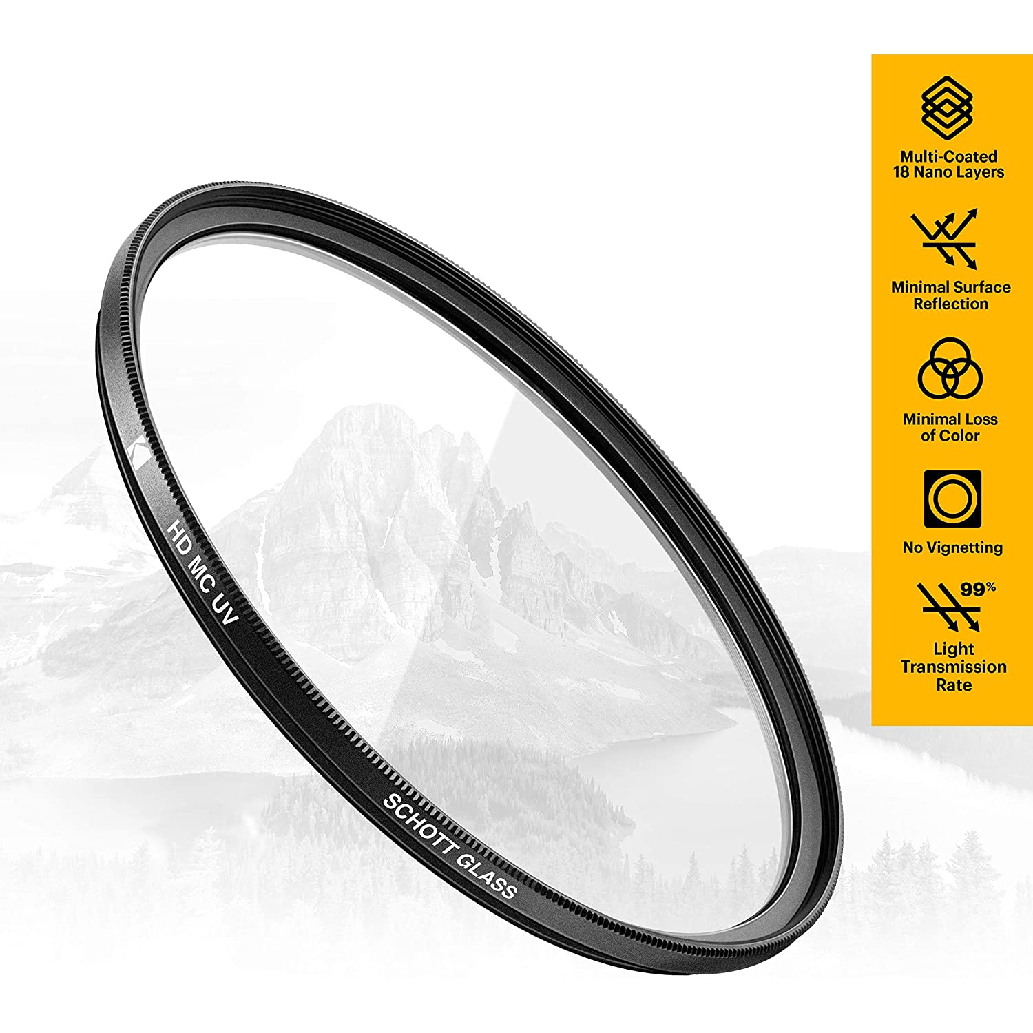 Filtre UV KODAK 37&nbsp;mm avec verre Schott allemand, revêtement à 18 couches, améliore la clarté et protège, noir