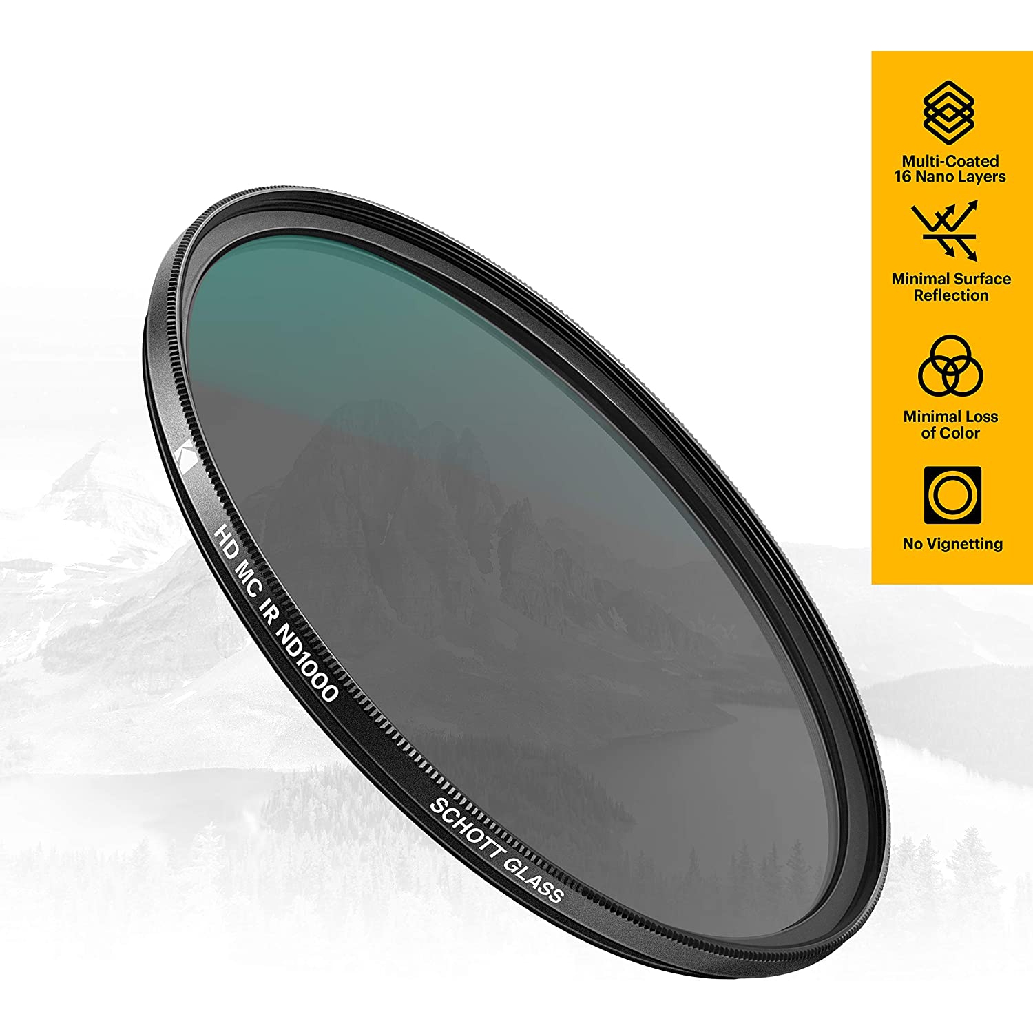 Filtre en verre KODAK 62 mm Schott à densité neutre IR 1000, enduit étanche à 16 couches – Noir