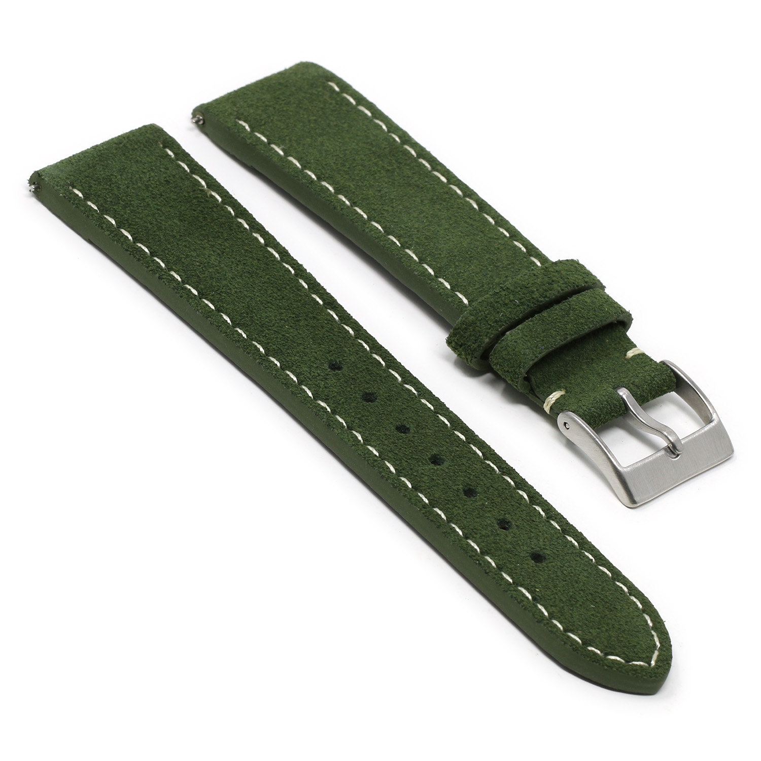 StrapsCo Suede Genuine Leather Watch Strap for Samsung Galaxy Watch 4 - Short - Green