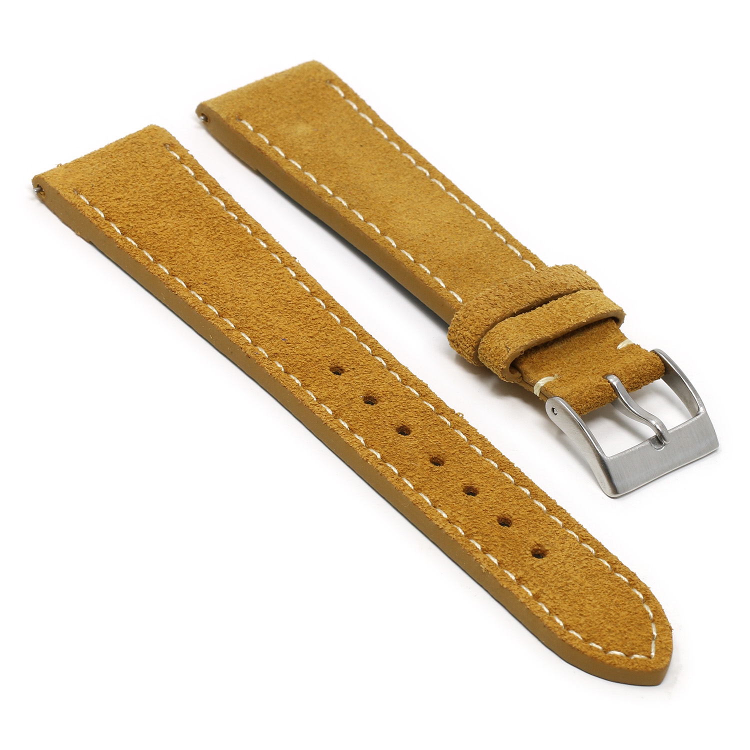 StrapsCo Suede Genuine Leather Watch Strap for Samsung Galaxy Watch 4 - Long - Tan