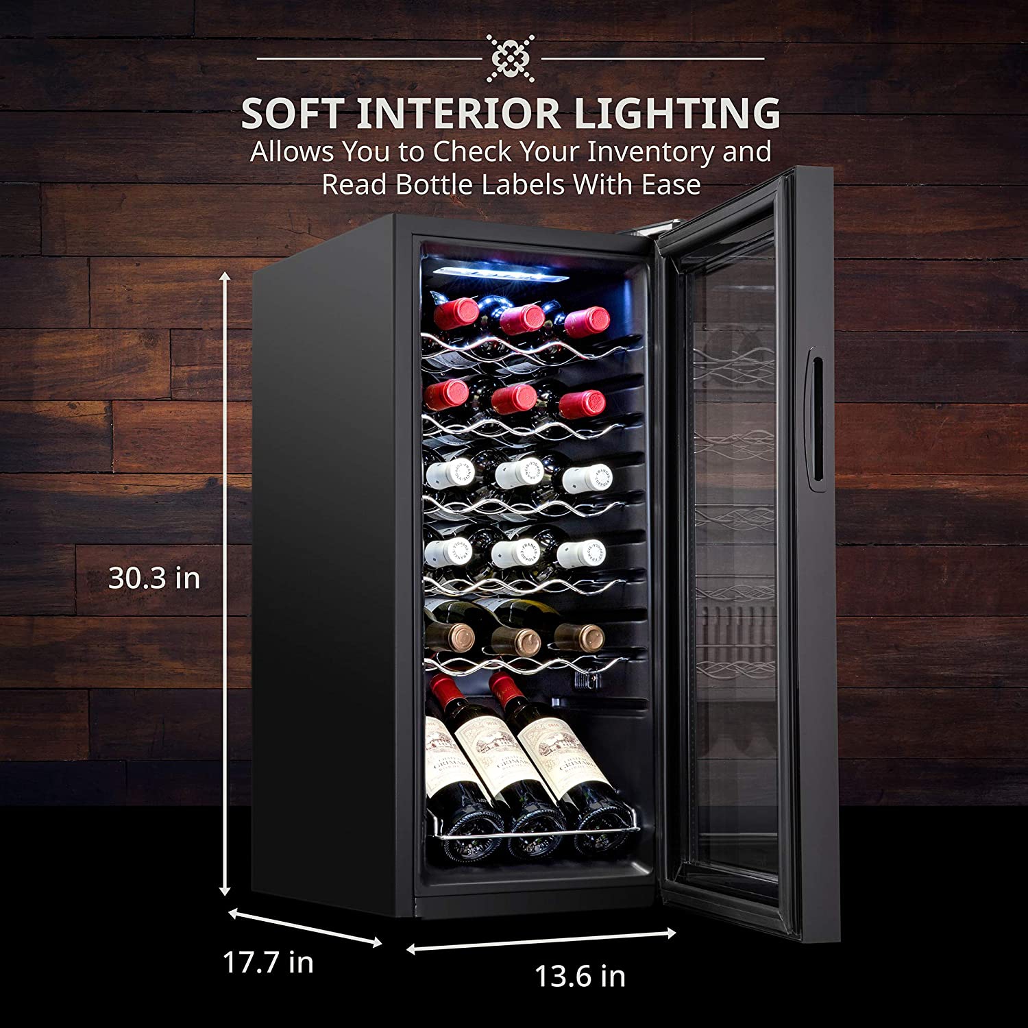 Ivation 18 Bottle Compressor Wine Cooler Refrigerator with Wi-Fi Smart App Control Cooling System | Large Freestanding Wine Cellar Fridge For Red