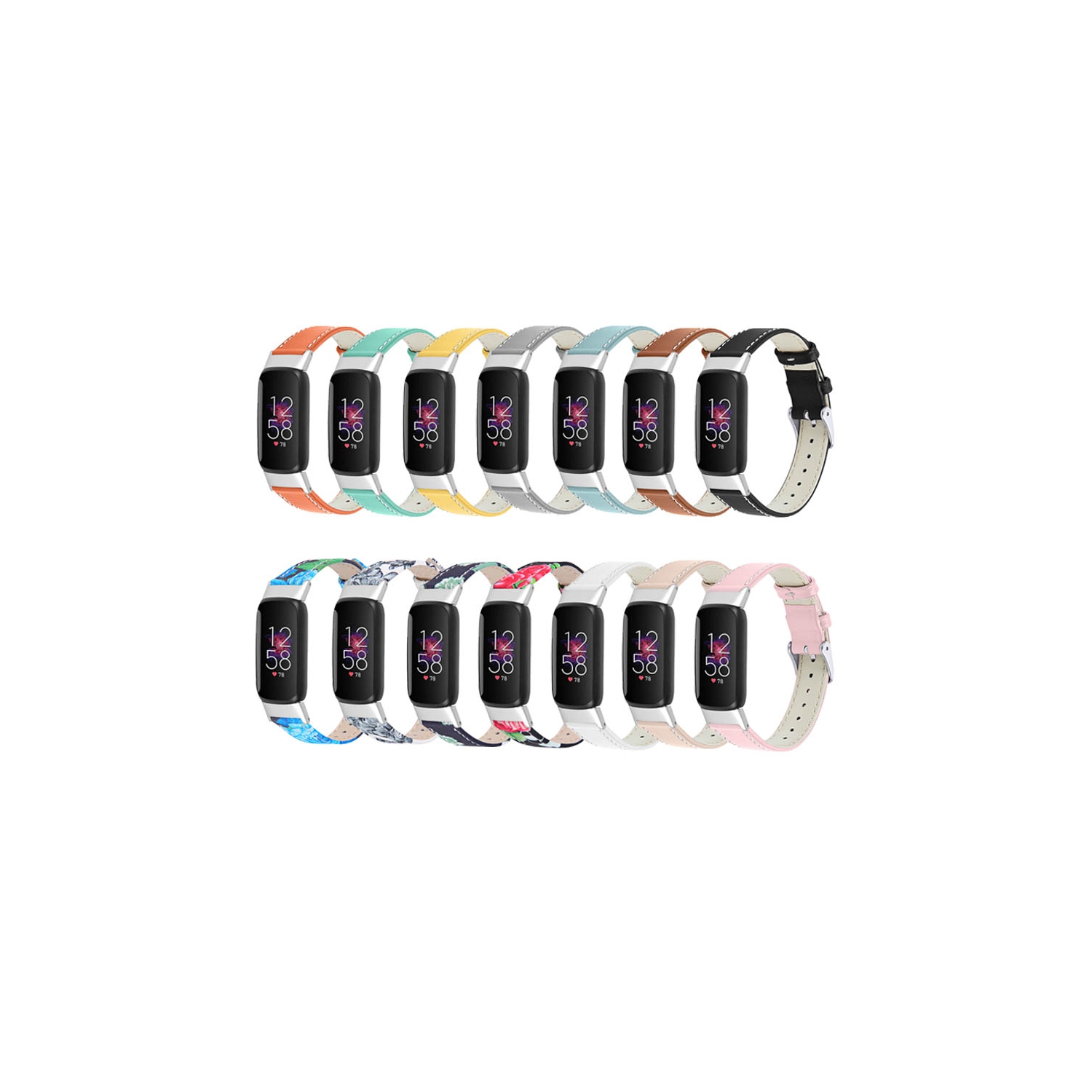 StrapsCo Vibrant and Smooth Leather Watch Band Strap for Fitbit Luxe - Black