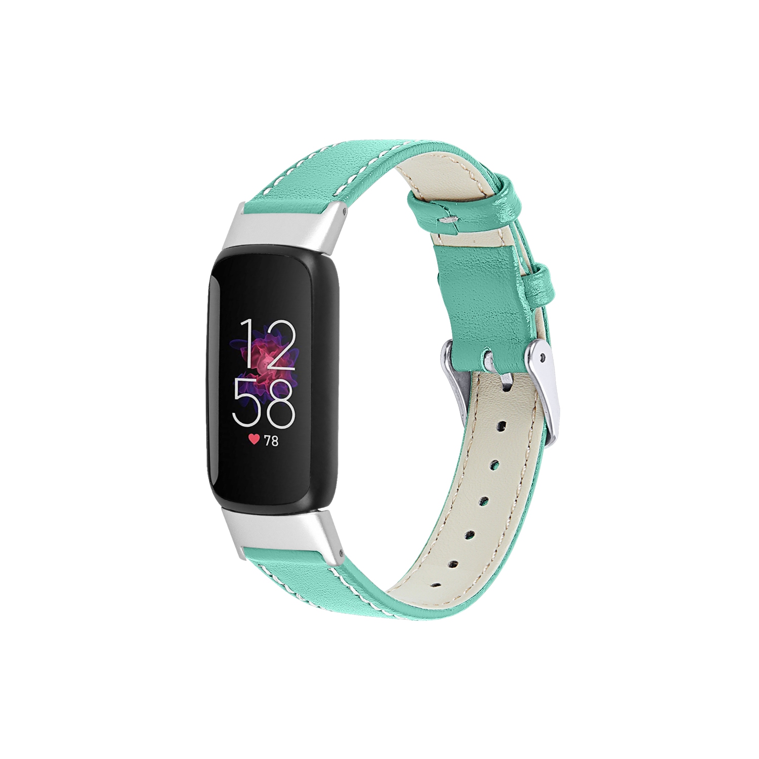 StrapsCo Vibrant and Smooth Leather Watch Band Strap for Fitbit Luxe - Teal