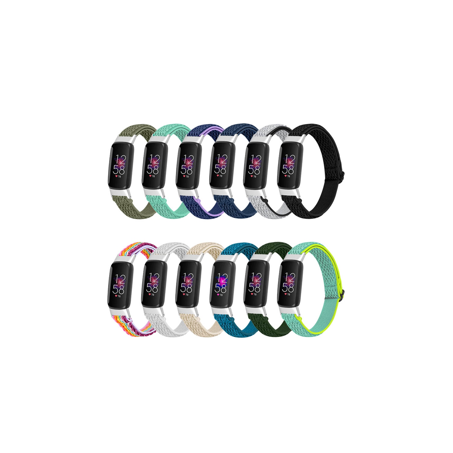 StrapsCo Hook and Loop Adjustable Nylon Watch Band Strap for Fitbit Luxe - Teal