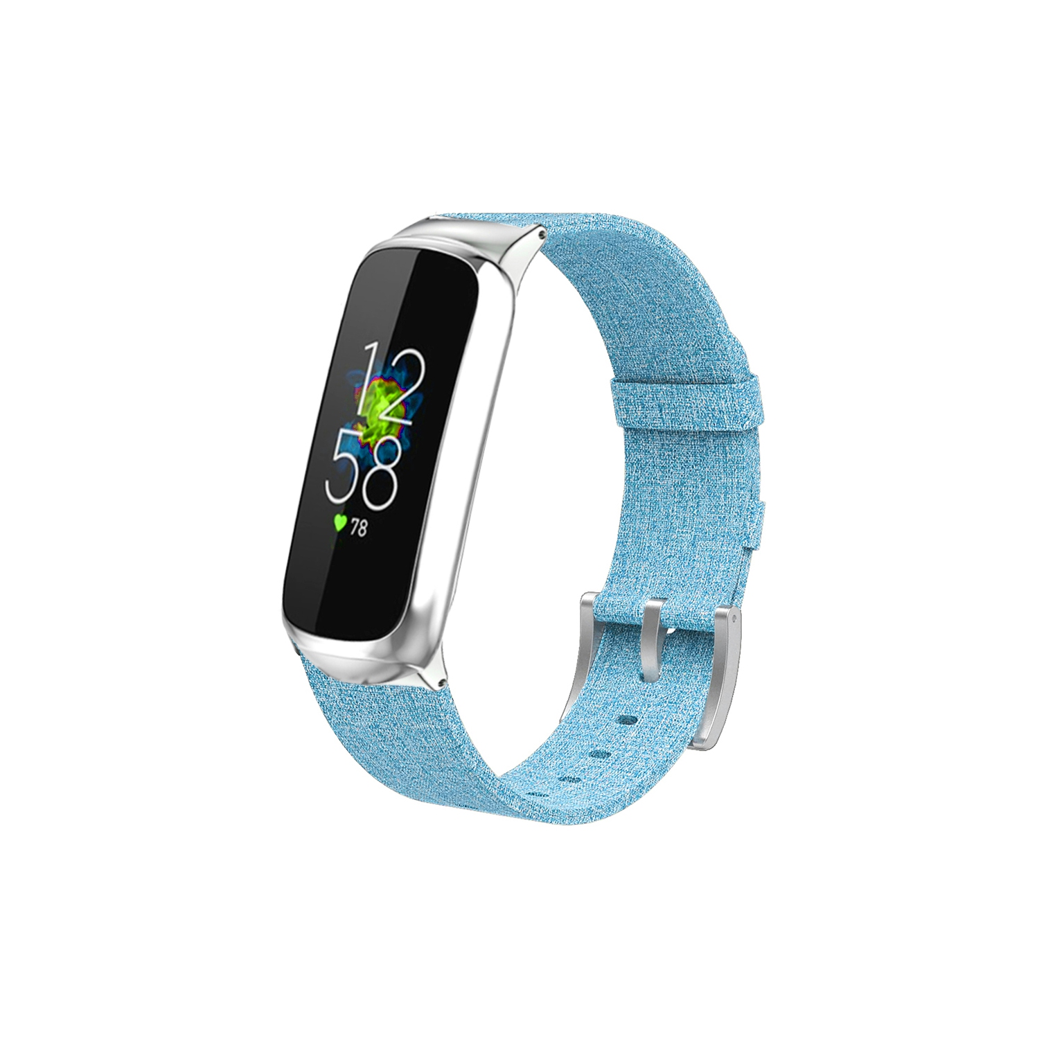 StrapsCo Woven Canvas Watch Band Strap for Fitbit Luxe - Blue