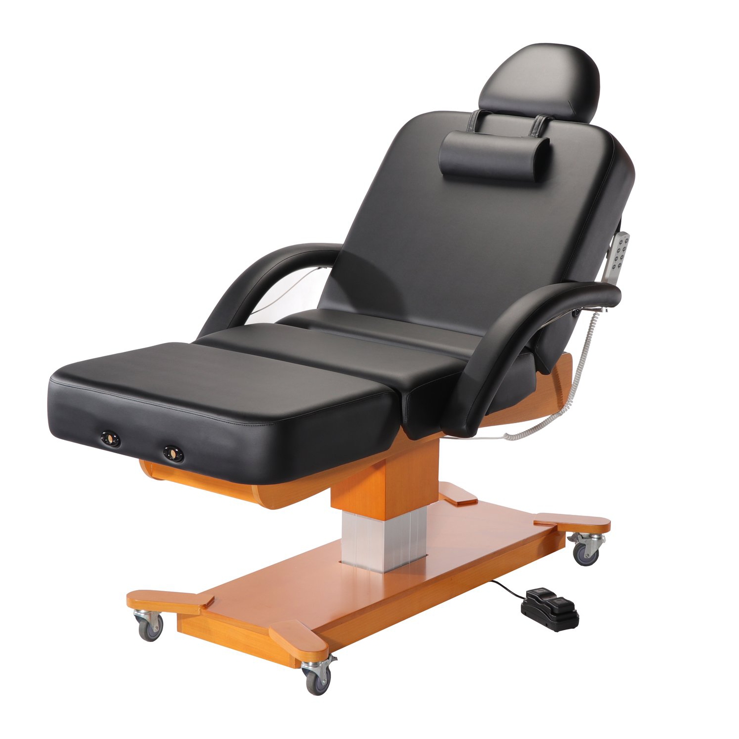 Master Massage Maxking Salon Electric Lift Spa Salon Stationary Pedestal Flat Beauty Bed Black