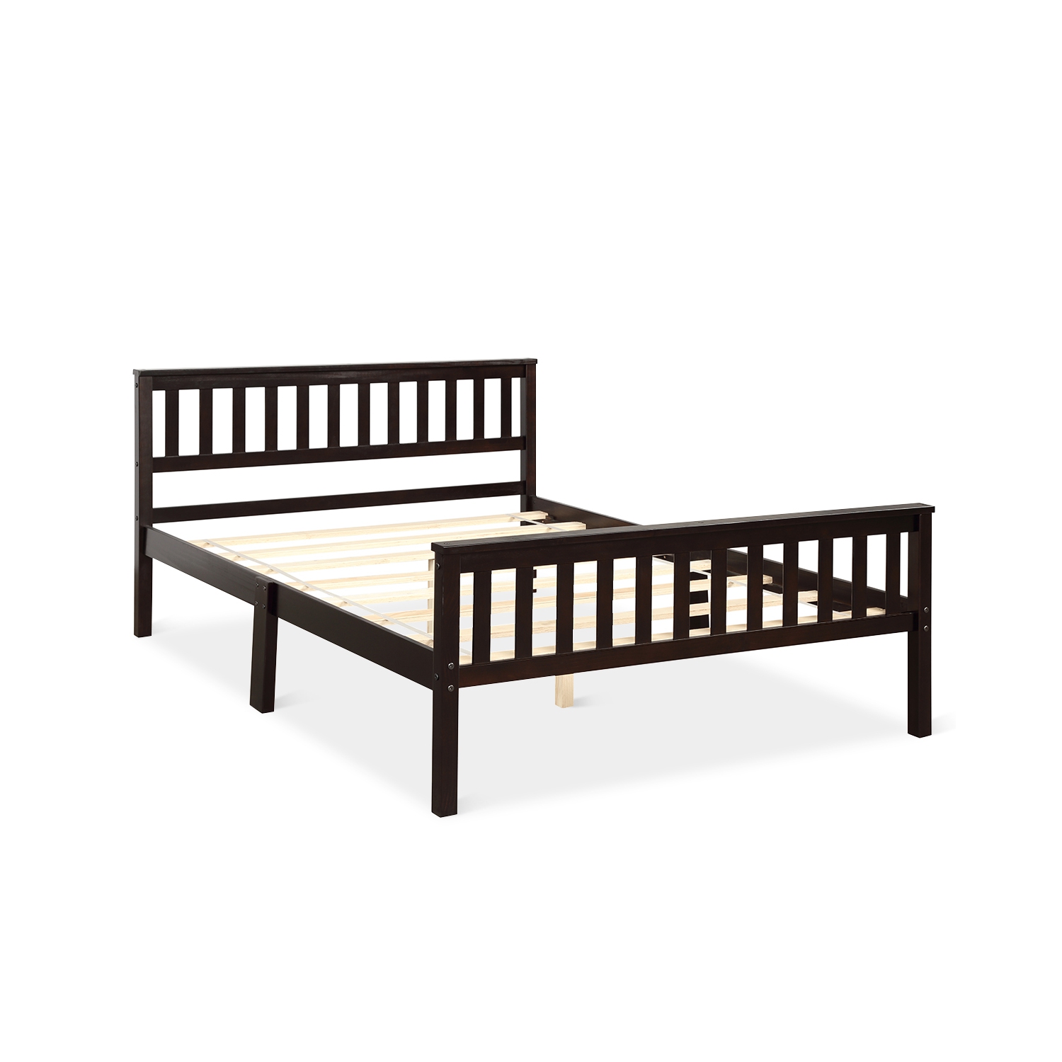 Topbuy Wood Bed Frame Wooden Slat Support Platform w/ Headboard Full Size