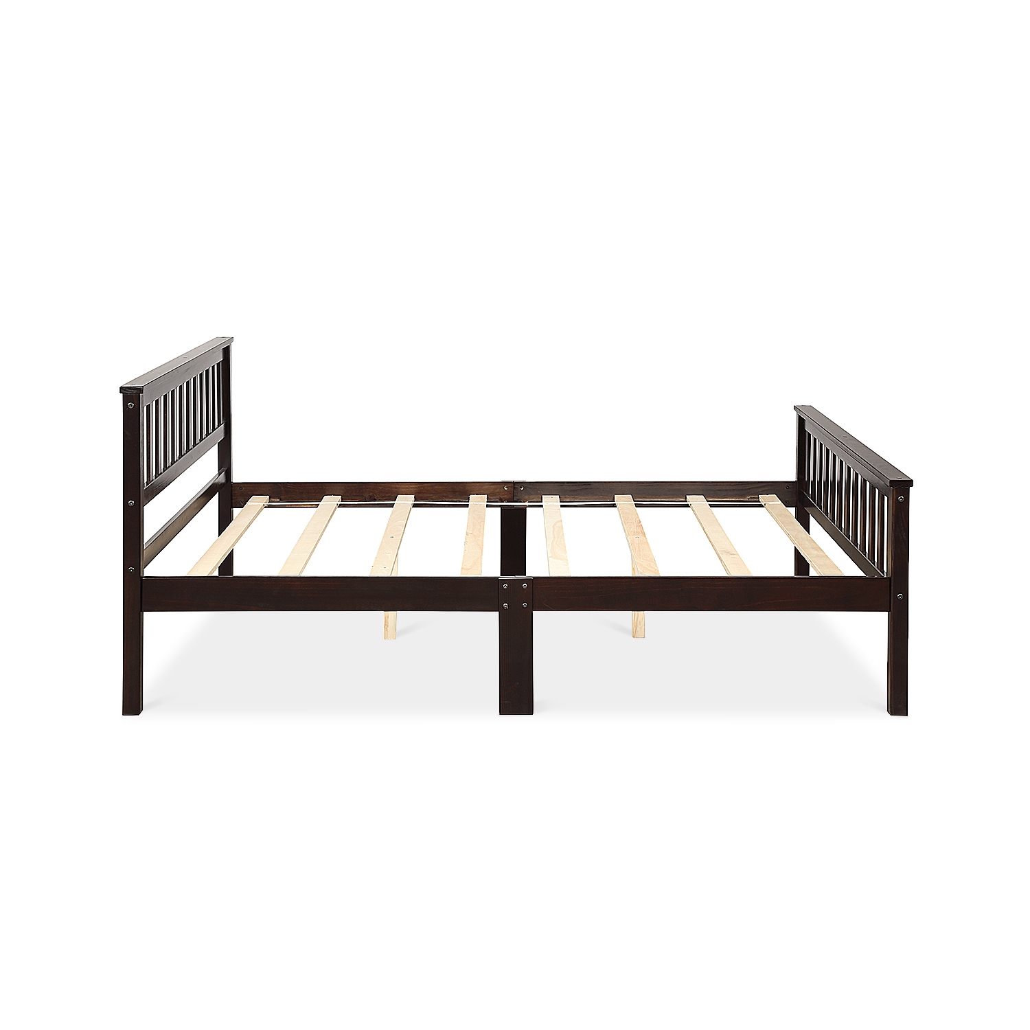 Topbuy Wood Bed Frame Wooden Slat Support Platform w/ Headboard Full Size