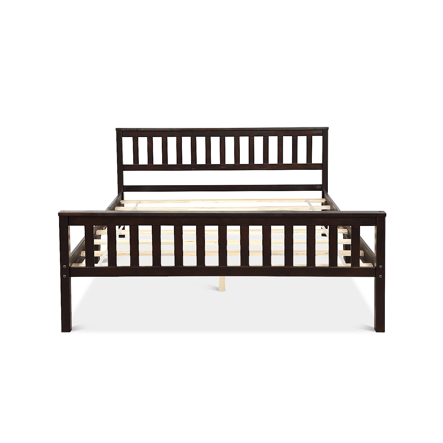 Topbuy Wood Bed Frame Wooden Slat Support Platform w/ Headboard Queen Size
