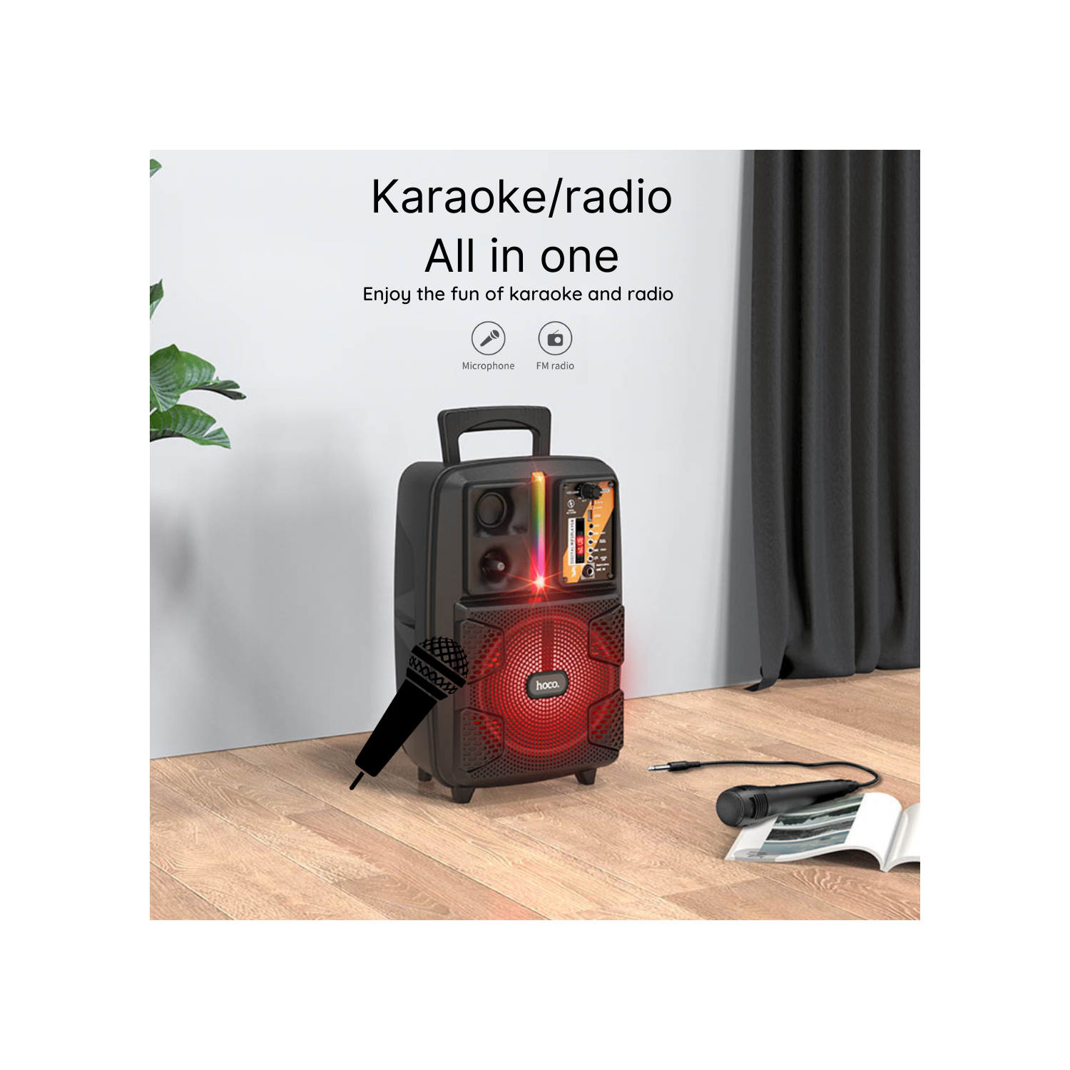hoco. BS37, machine à karaoké, microphone de karaoké avec lumières LED DJ, haut-parleur Bluetooth avec microphones, système de karaoké prenant en