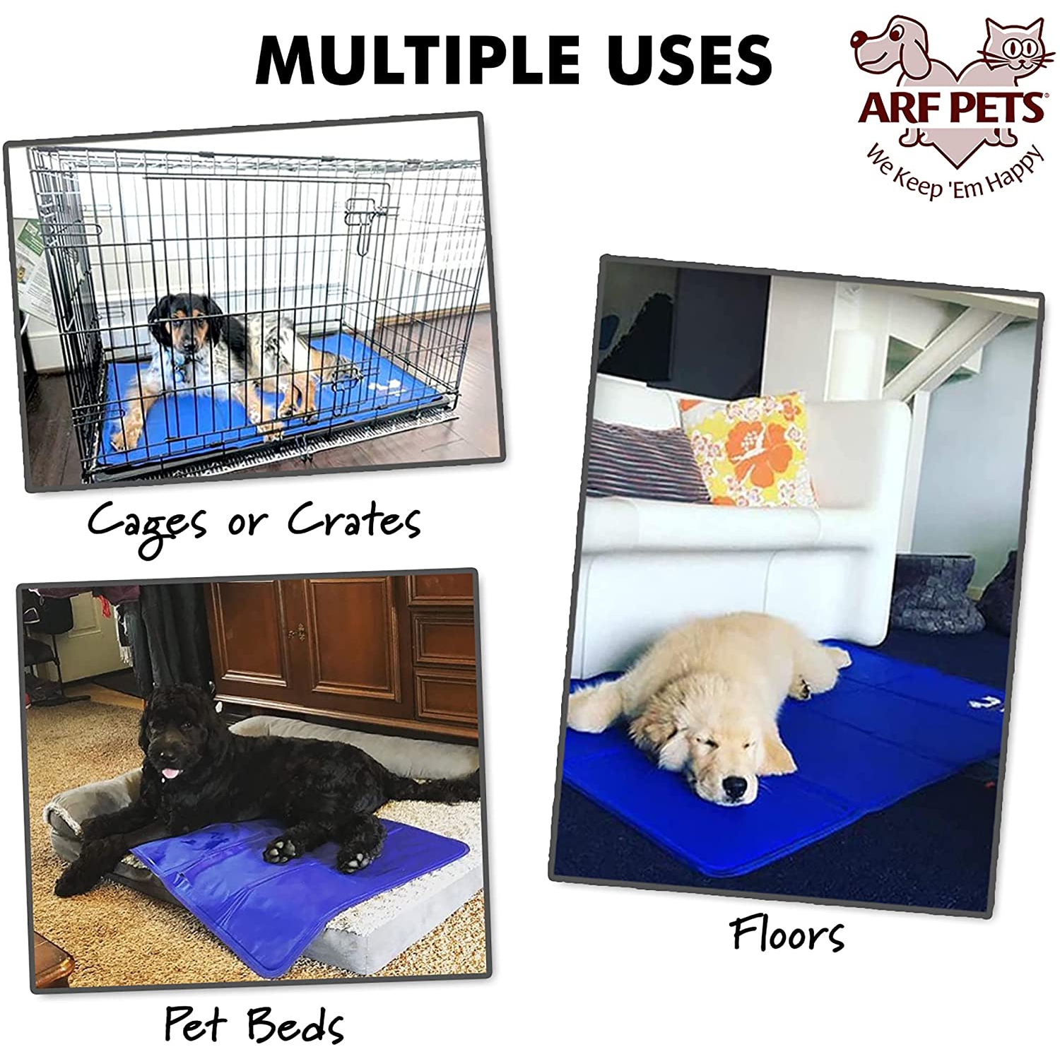 Arf Pets Dog Self Cooling Mat Pad for Kennels, Crates and Beds, Non-Toxic, Durable Solid Cooling Gel Material. No Refrigeration or Electricity