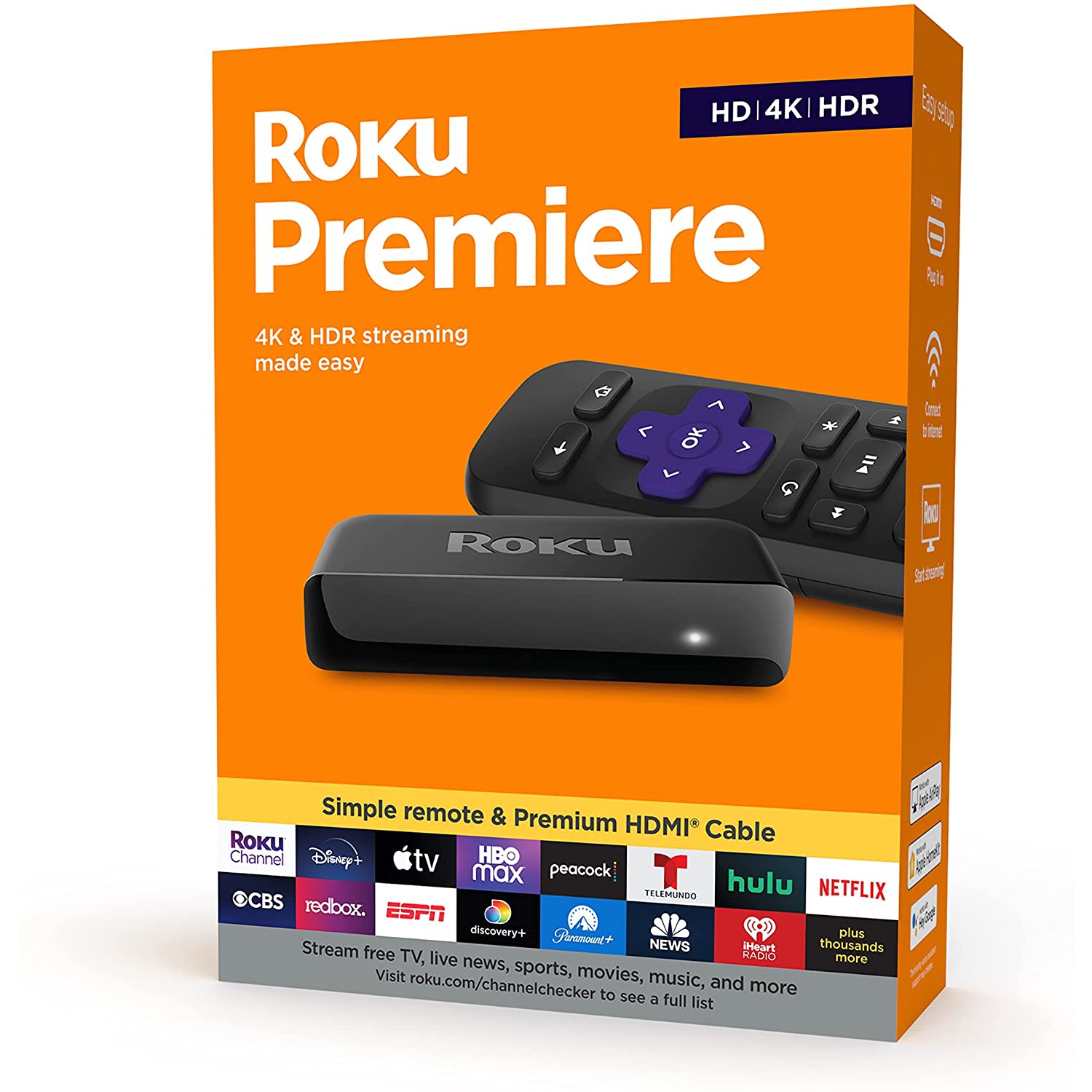 Roku Premiere | HD/4K/HDR Streaming Media Player - Black - Brand New