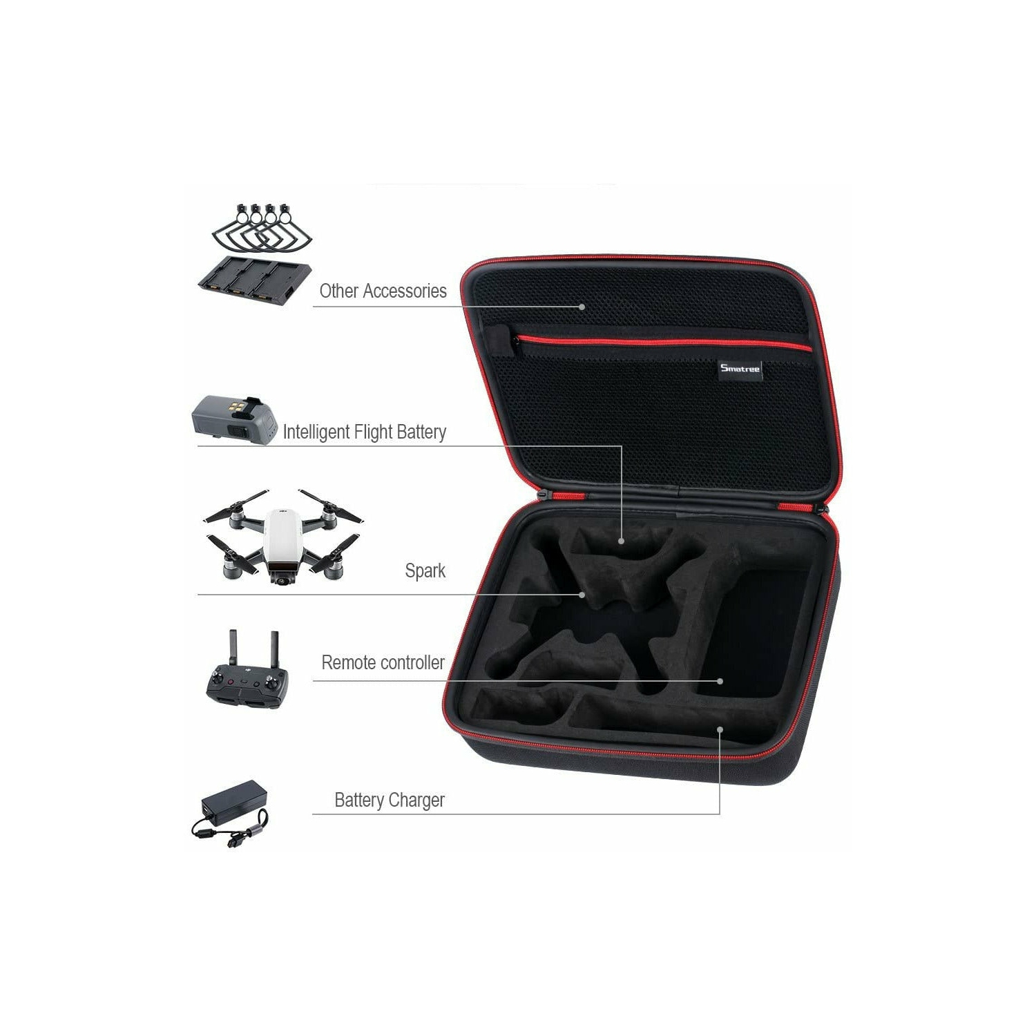 Storage Carry Case for DJI Spark Drone/ 3* Batteries/Battery