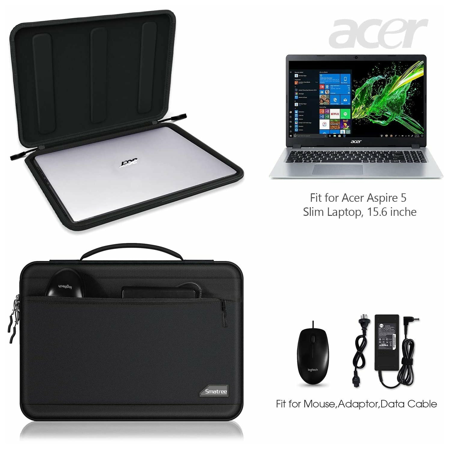 Smatree Hard Shell Laptop Sleeve for 2019/2018/2017 MacBook Pro 15.4 inch and Dell XPS 15