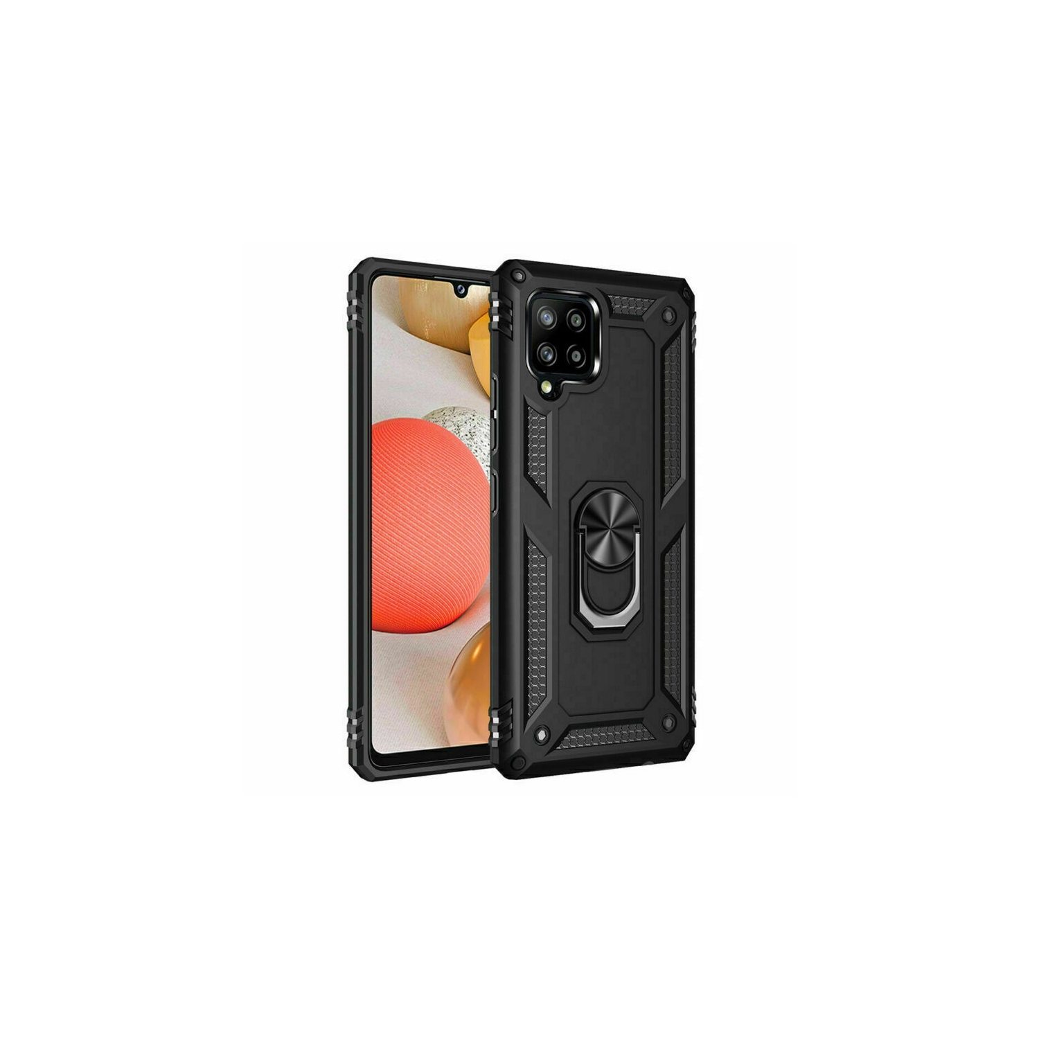 【CSmart】 Anti-Drop Hybrid Magnetic Hard Armor Case with Ring Holder for Samsung Galaxy A22 4G, Black
