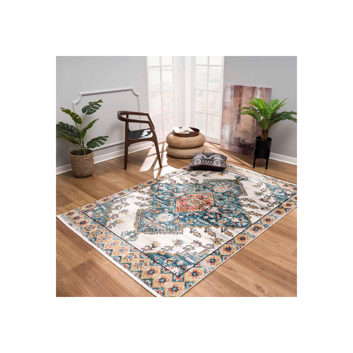La Dole Rugs Or Gris Ivoire Abstrait Marbre Bordé Moderne Rustique Motif Tapis Pour Salon Chambre Couloir Tapis 5'3" X 7'3"