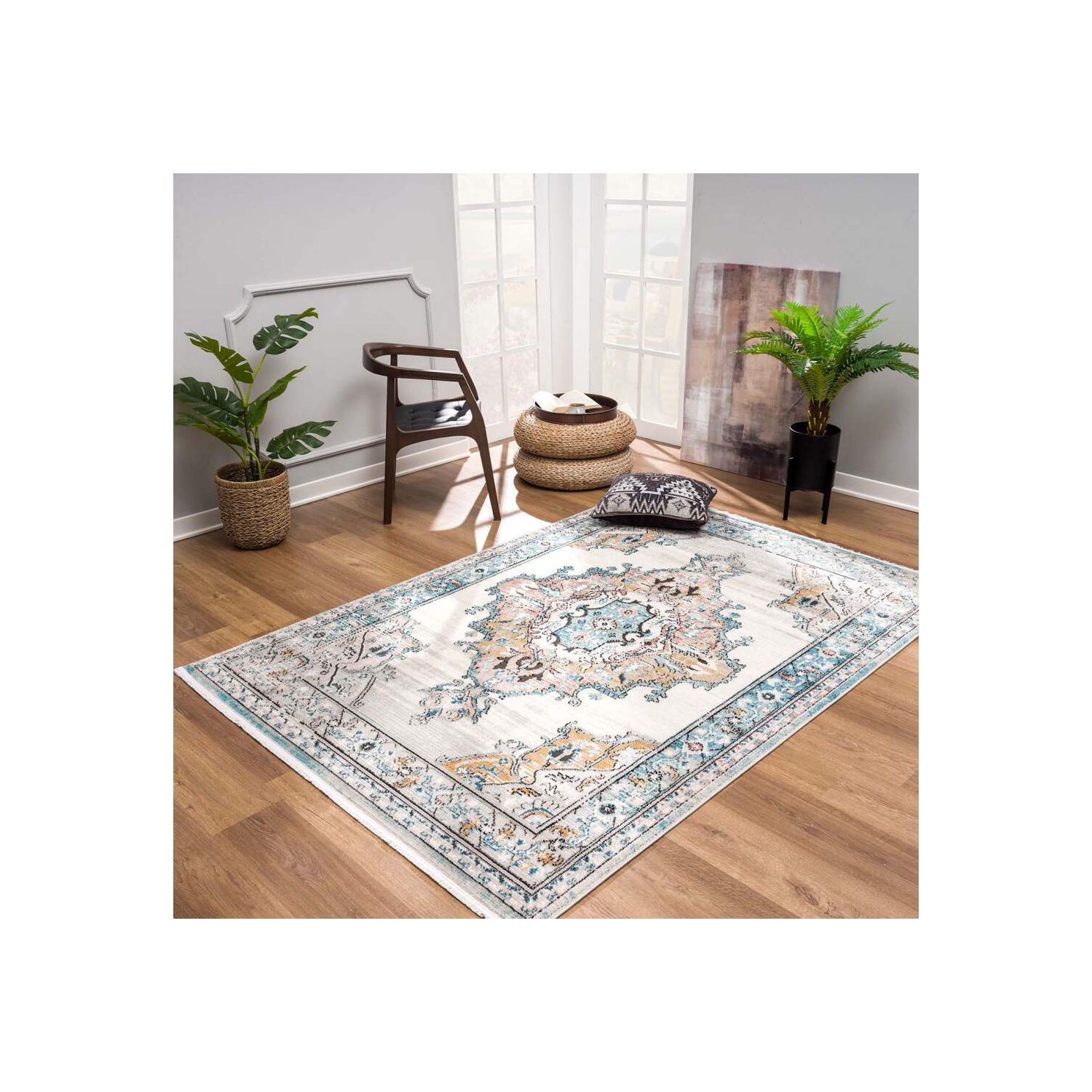 Tapis La Dole Tapis Rose Blanc Abstrait Rustique Moderne Motif Marbre Tapis Pour Salon Chambre Couloir Coureur 2'7 "x 4'11"